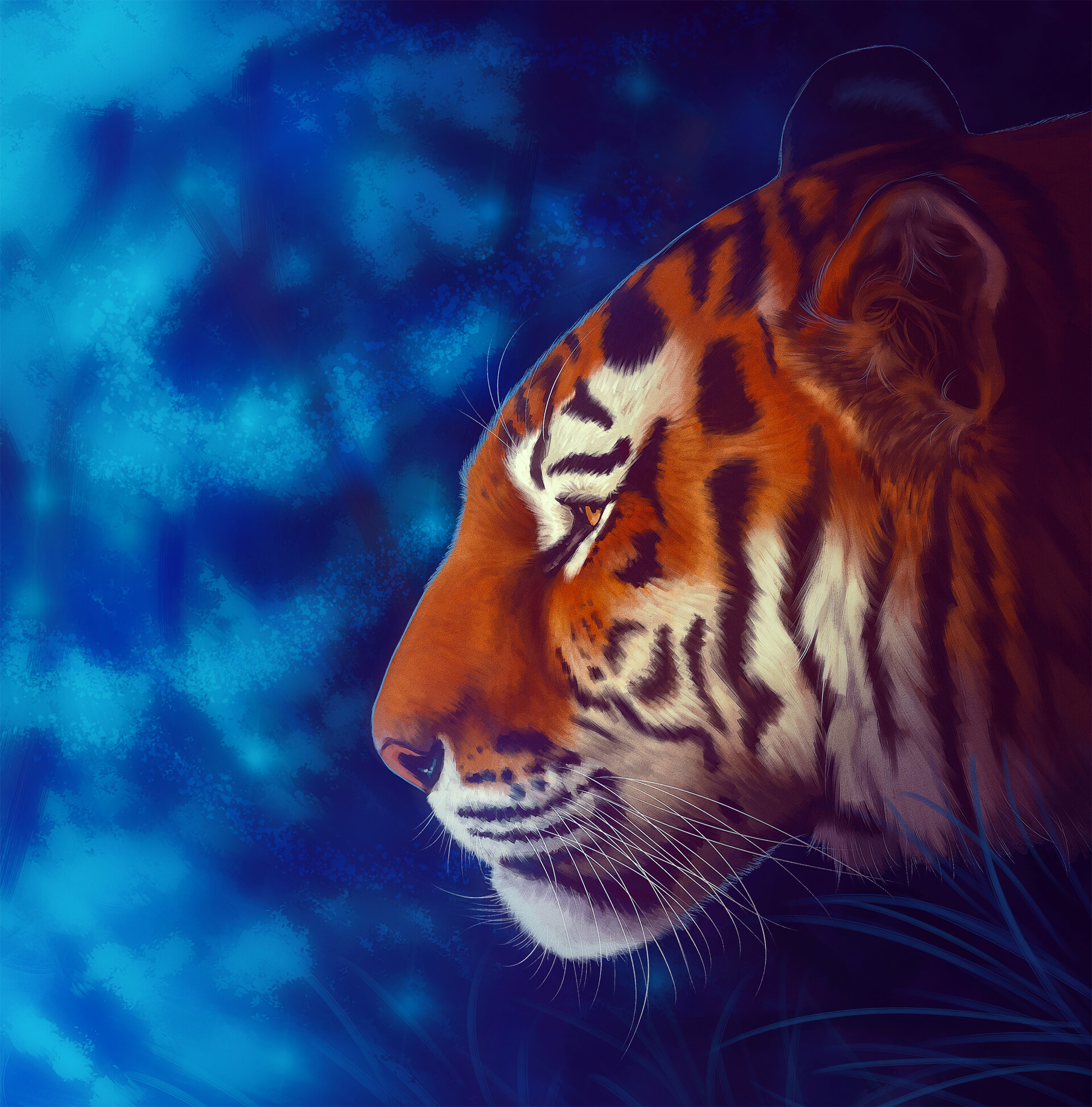 Descarga gratuita de fondo de pantalla para móvil de Gato Grande, Tigre, Depredador, Arte.