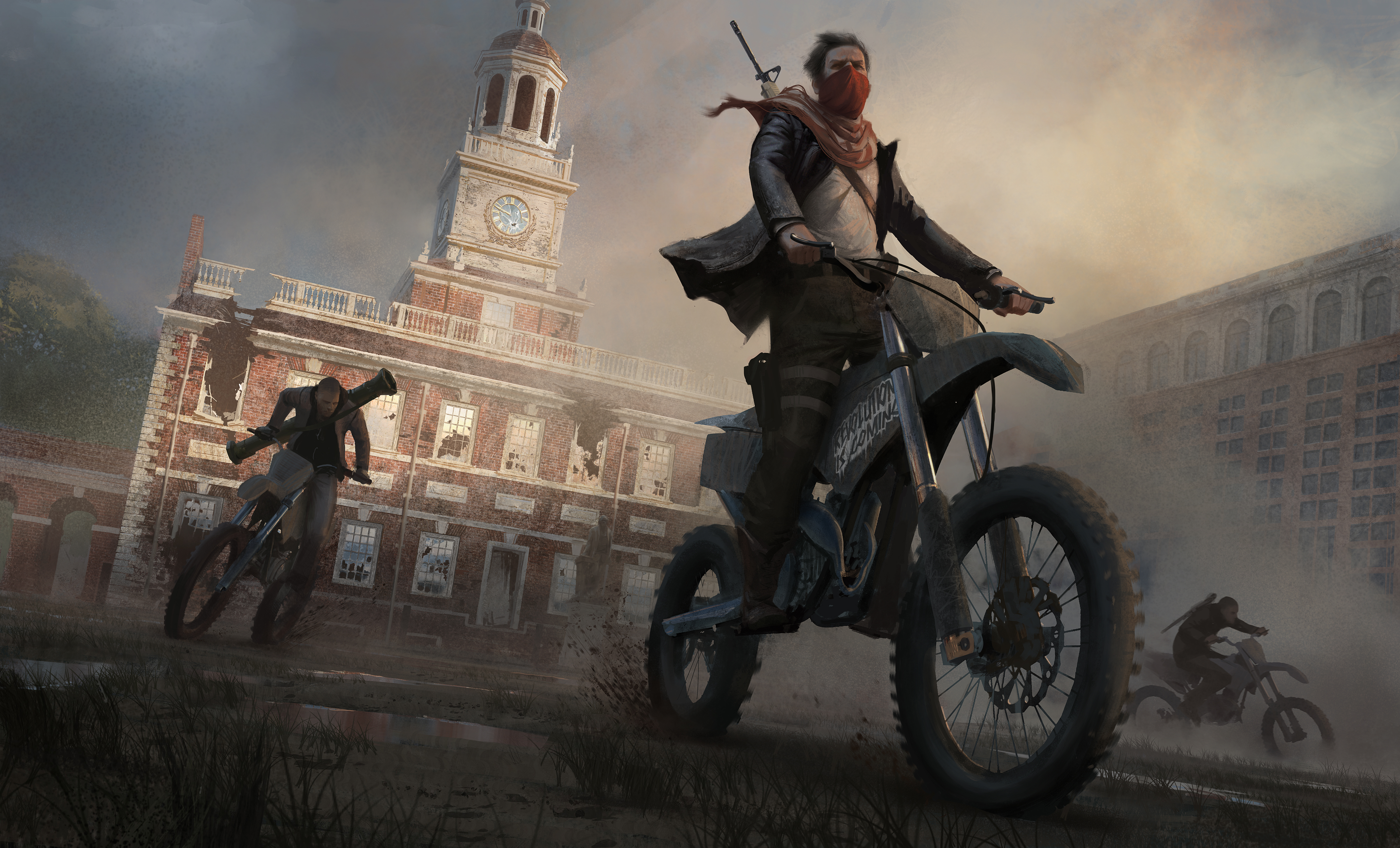 video game, homefront: the revolution, building, motorcycle