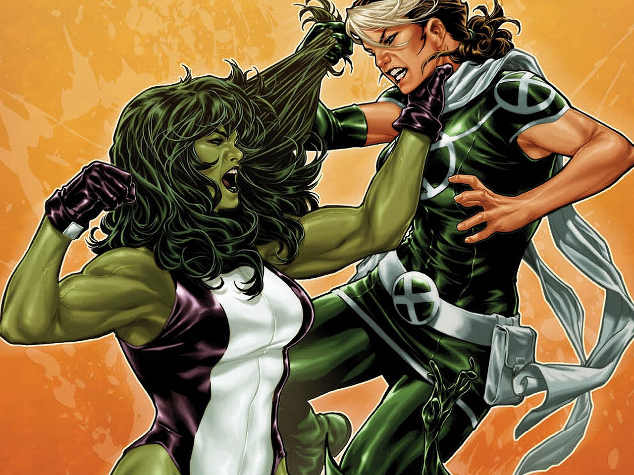 Download mobile wallpaper X Men, Comics, Rogue (Marvel Comics), She Hulk for free.
