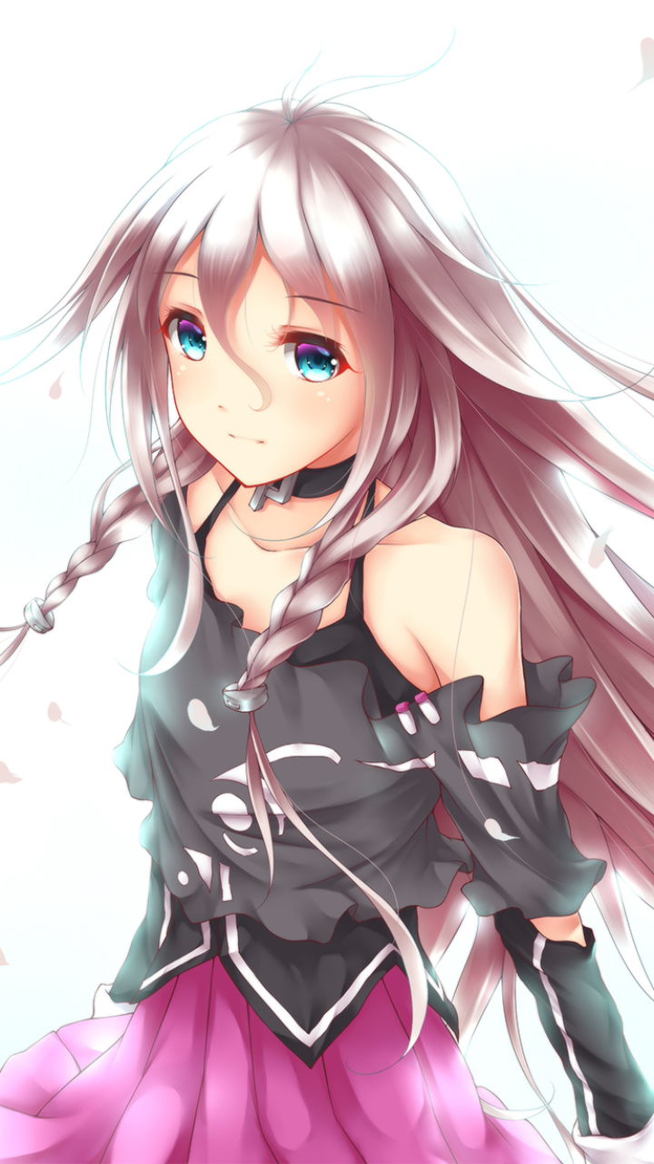 Download mobile wallpaper Anime, Smile, Vocaloid, Blue Eyes, Braid, Blush, Long Hair, White Hair, Ia (Vocaloid) for free.