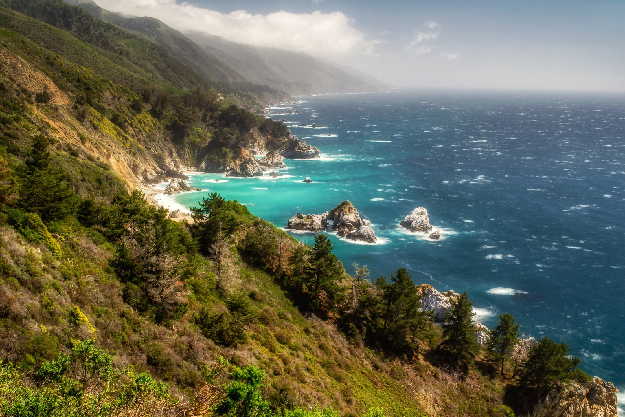 Free download wallpaper Horizon, Ocean, Earth, California, Coastline, Big Sur, Seascape on your PC desktop