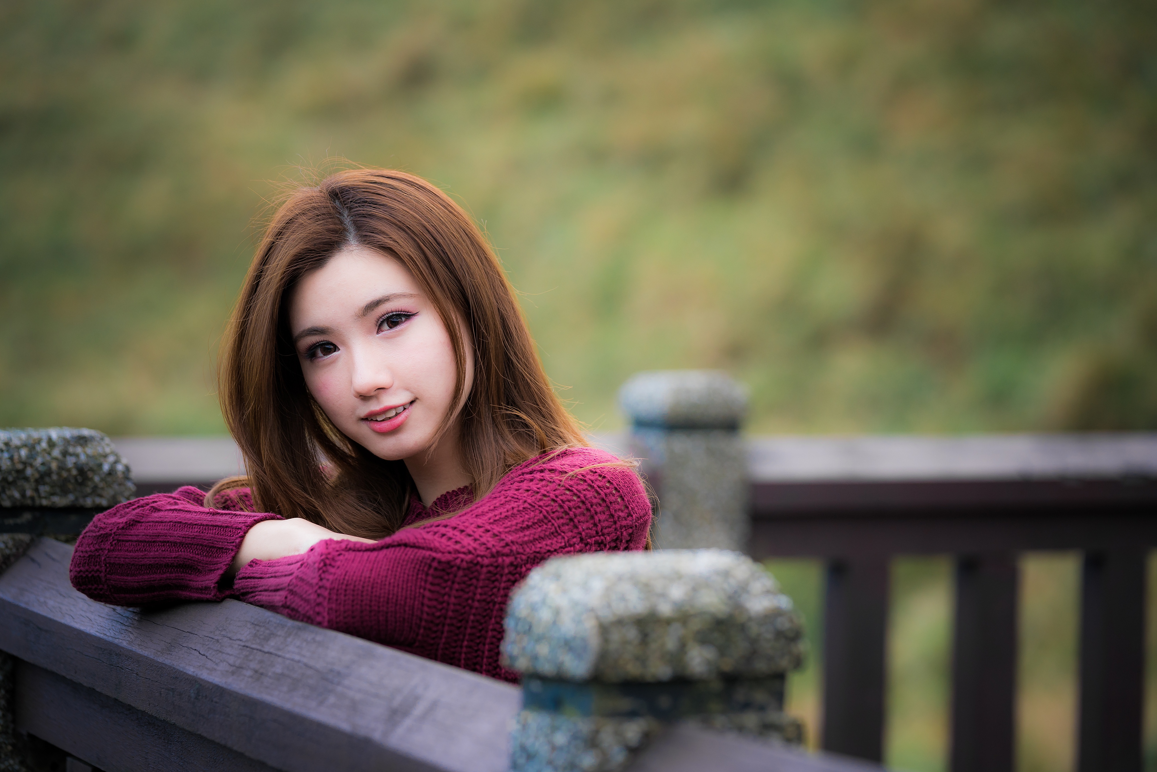 Download mobile wallpaper Smile, Redhead, Model, Women, Asian, Depth Of Field for free.