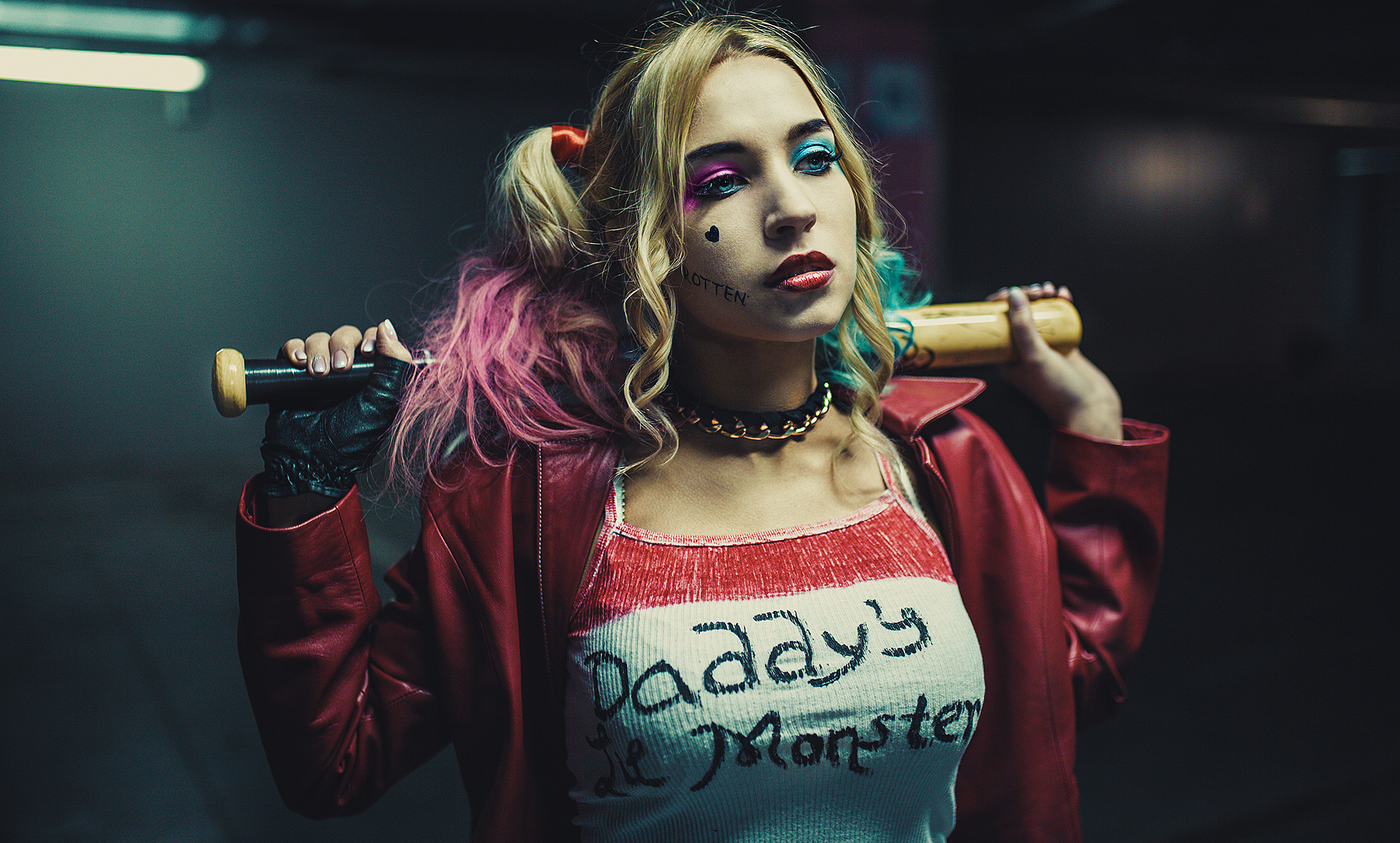 Baixar papel de parede para celular de Maquiagem, Mulheres, Harley Quinn, Cabelo Loiro, Cosplay gratuito.