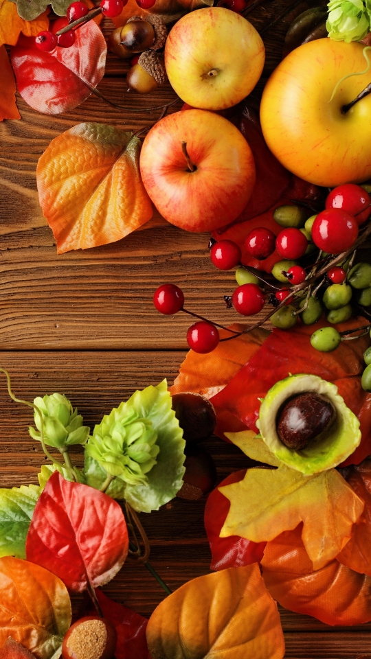 Mobile wallpaper photography, still life, fruit, fall, berry, harvest, apple, leaf