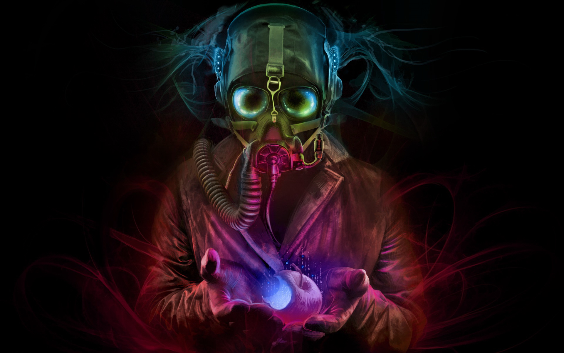 Free download wallpaper Dark, Colors, Gas Mask, Romantically Apocalyptic, Comics on your PC desktop