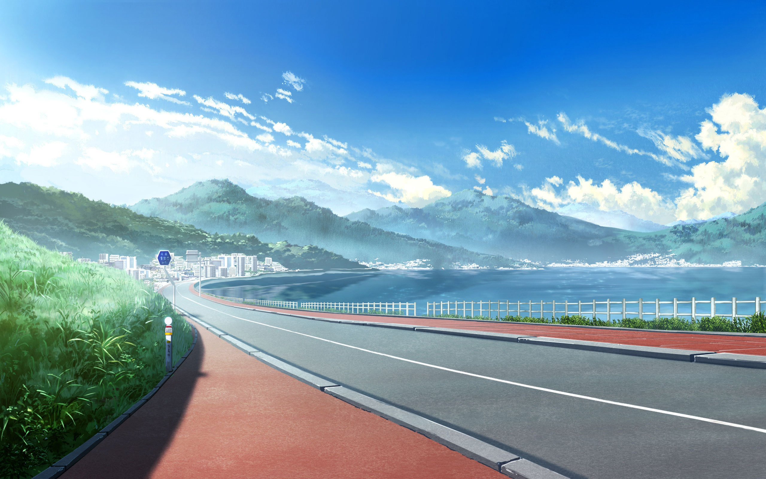 road, anime, grisaia (series), cloud, grisaia no kajitsu, mountain, sky