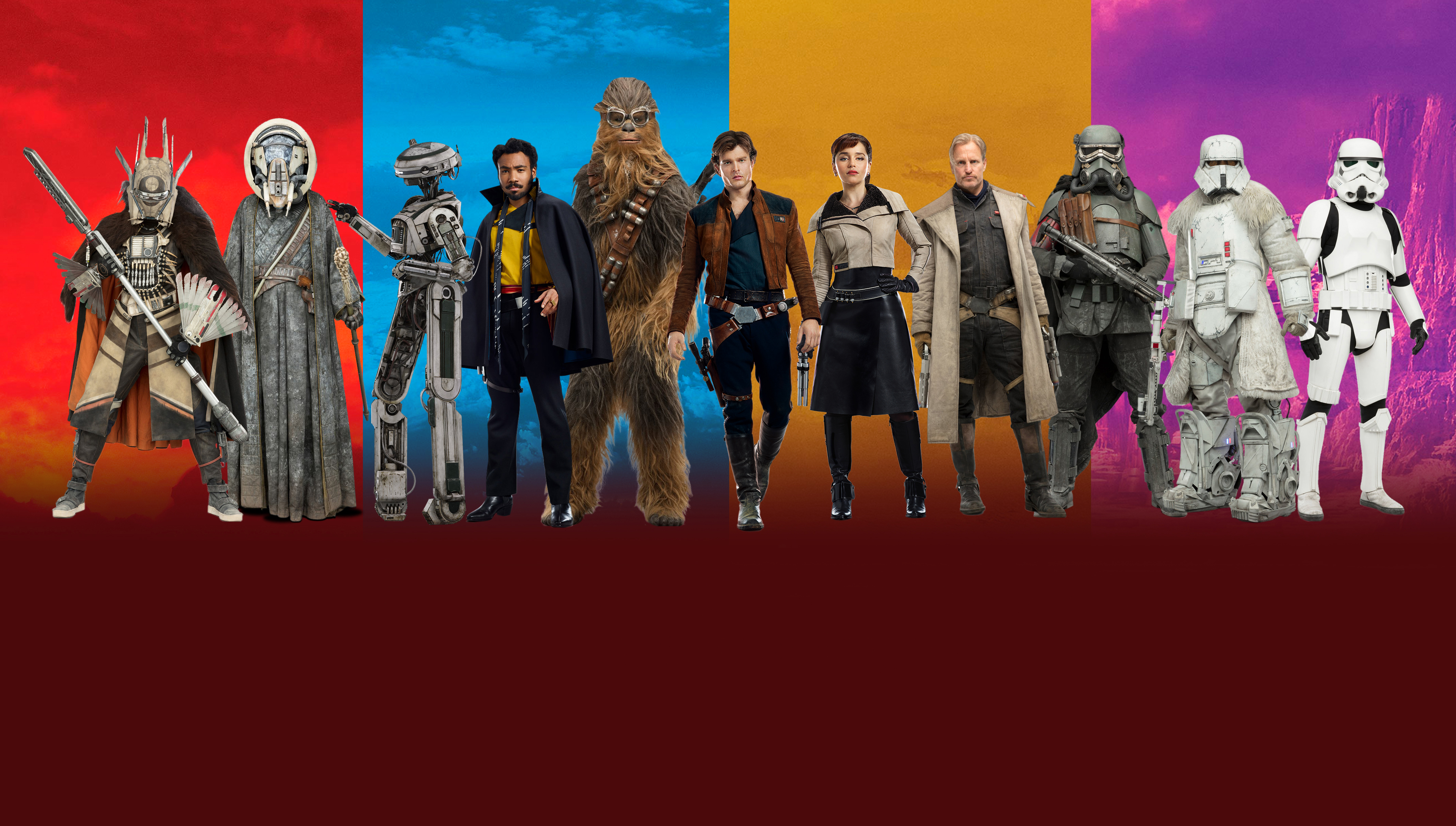 movie, solo: a star wars story, chewbacca, han solo, lando calrissian, qi'ra (star wars), star wars