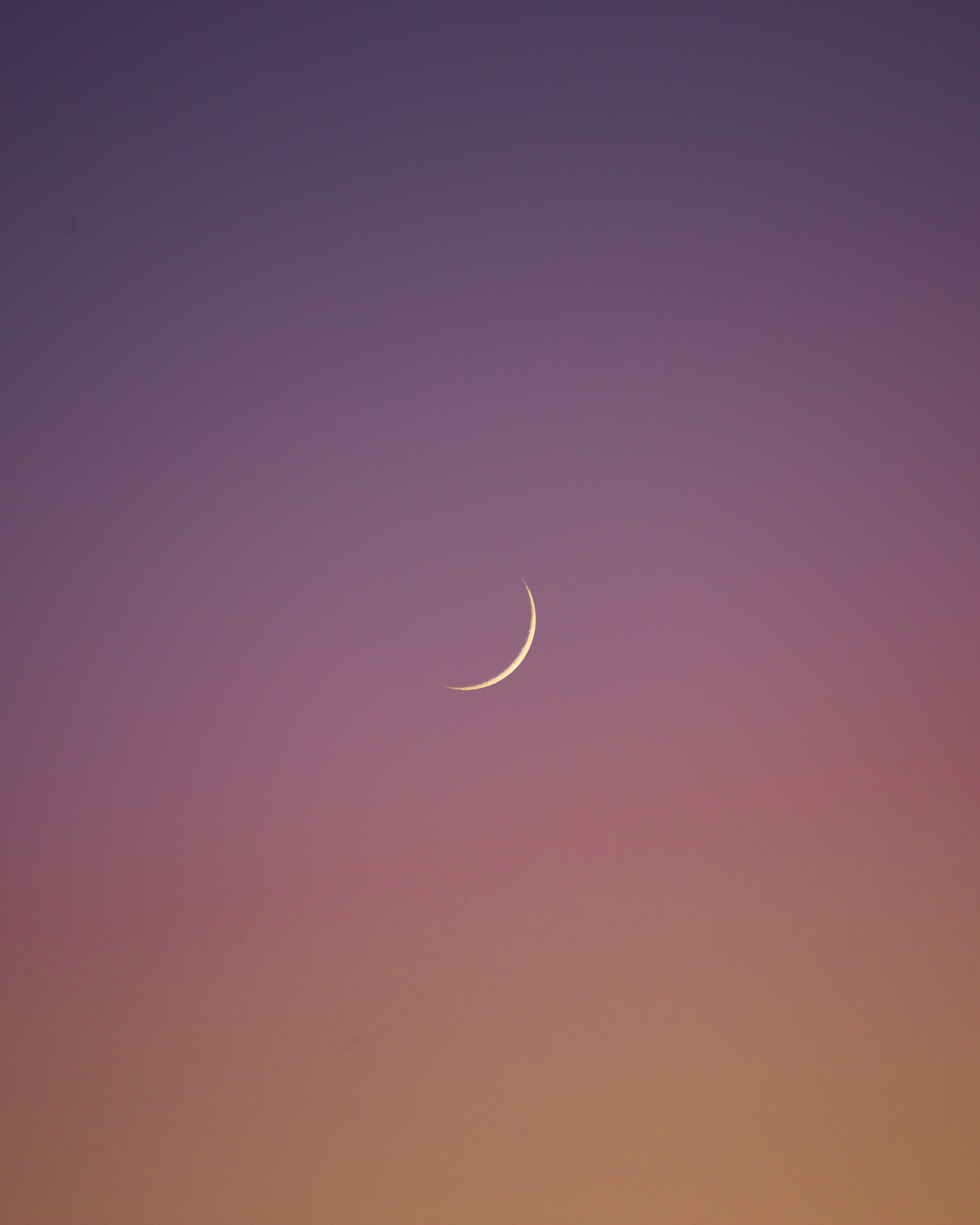 violet, moon, sky, twilight, minimalism, dusk, purple
