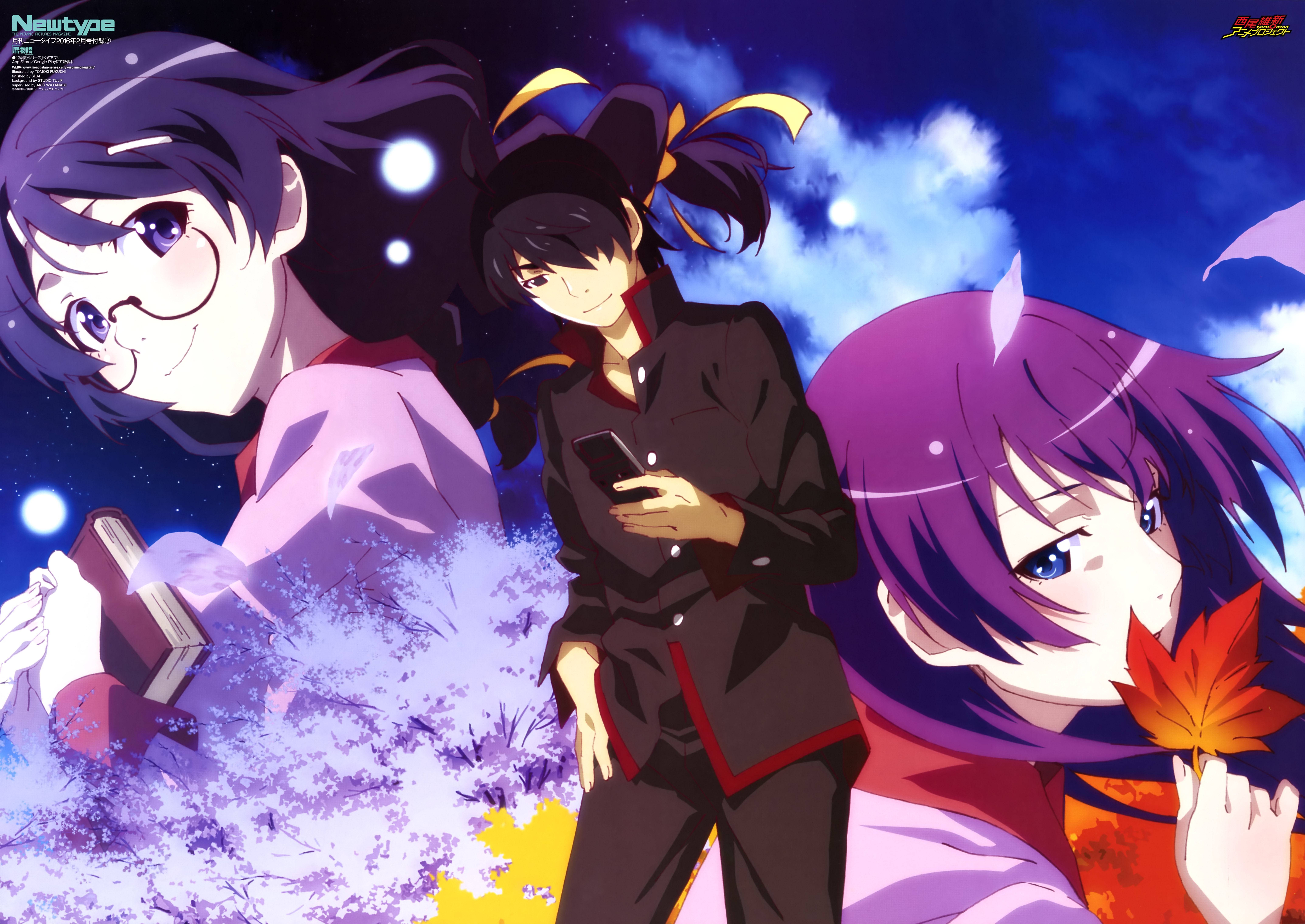 Laden Sie das Animes, Schwarzes Haar, Monogatari (Serie), Hitagi Senjogahara, Bakemonogatari, Tsubasa Hanekawa, Koyomi Araragi-Bild kostenlos auf Ihren PC-Desktop herunter