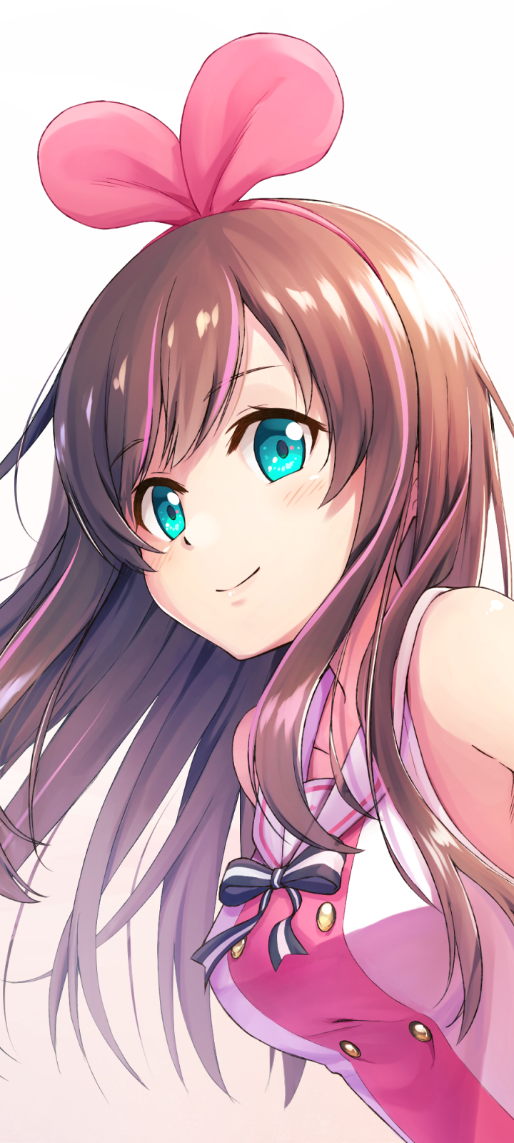 Download mobile wallpaper Anime, Smile, Brown Hair, Aqua Eyes, Ai Channel, Kizuna Ai for free.
