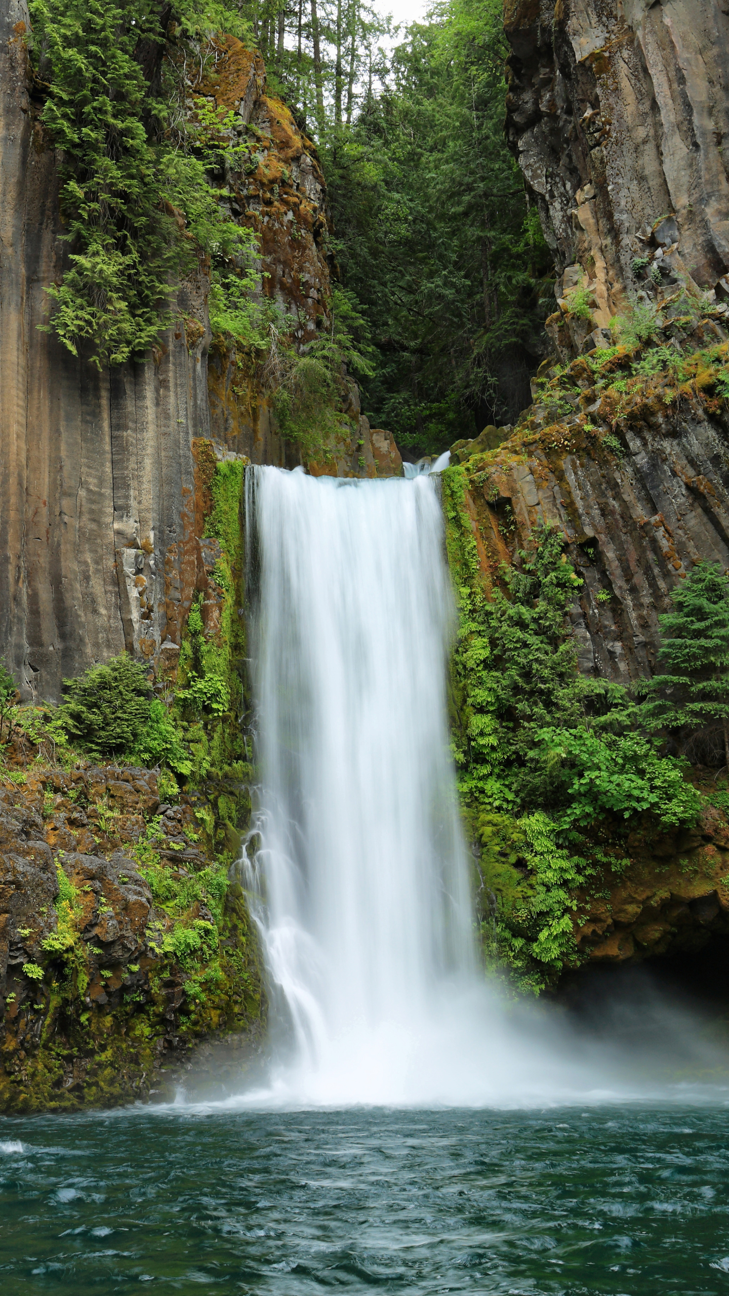 Download mobile wallpaper Nature, Waterfalls, Waterfall, Earth, Cliff, Moss for free.