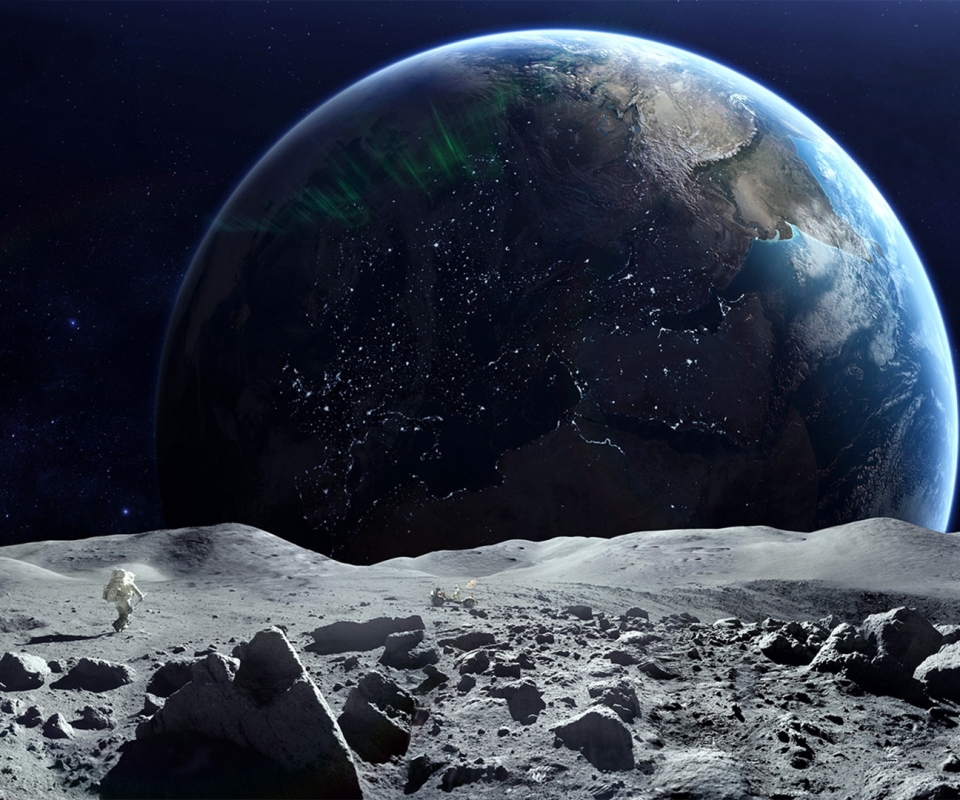 Download mobile wallpaper Moon, Earth, Space, Planet, Sci Fi, Astronaut, From Space for free.