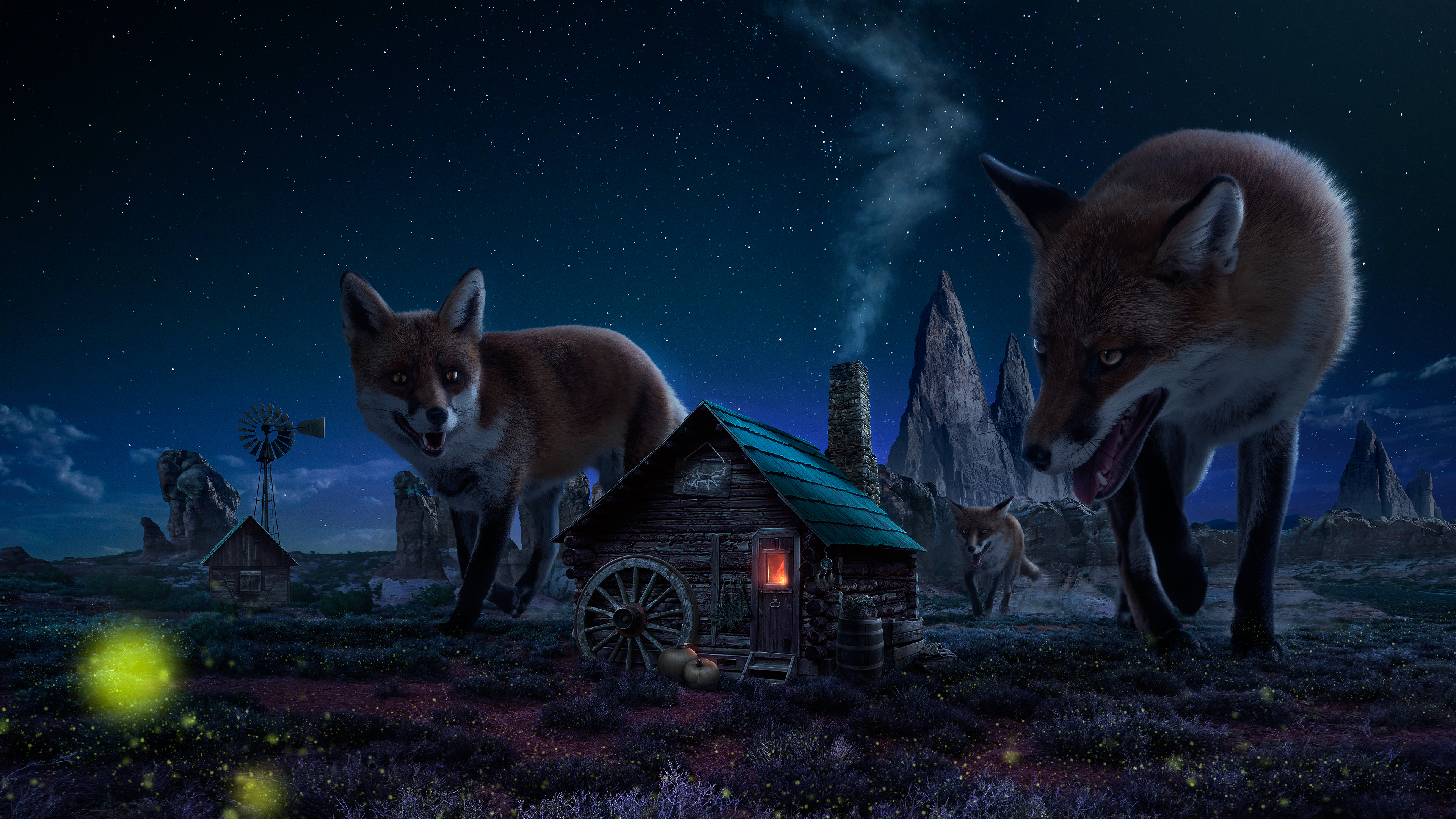 Free download wallpaper Fantasy, Night, Fox, Animal, Fantasy Animals on your PC desktop