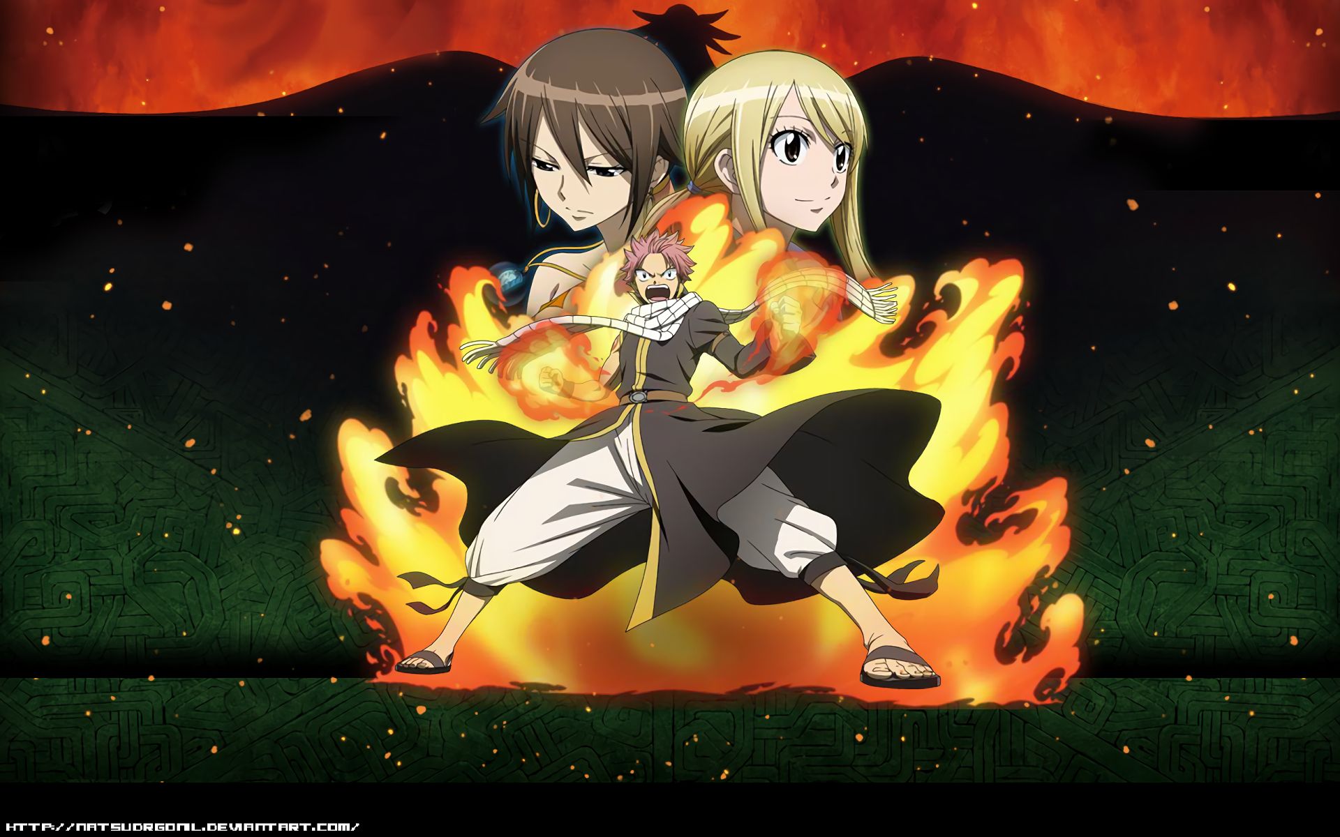 Download mobile wallpaper Anime, Fairy Tail, Lucy Heartfilia, Natsu Dragneel, Éclair (Fairy Tail) for free.
