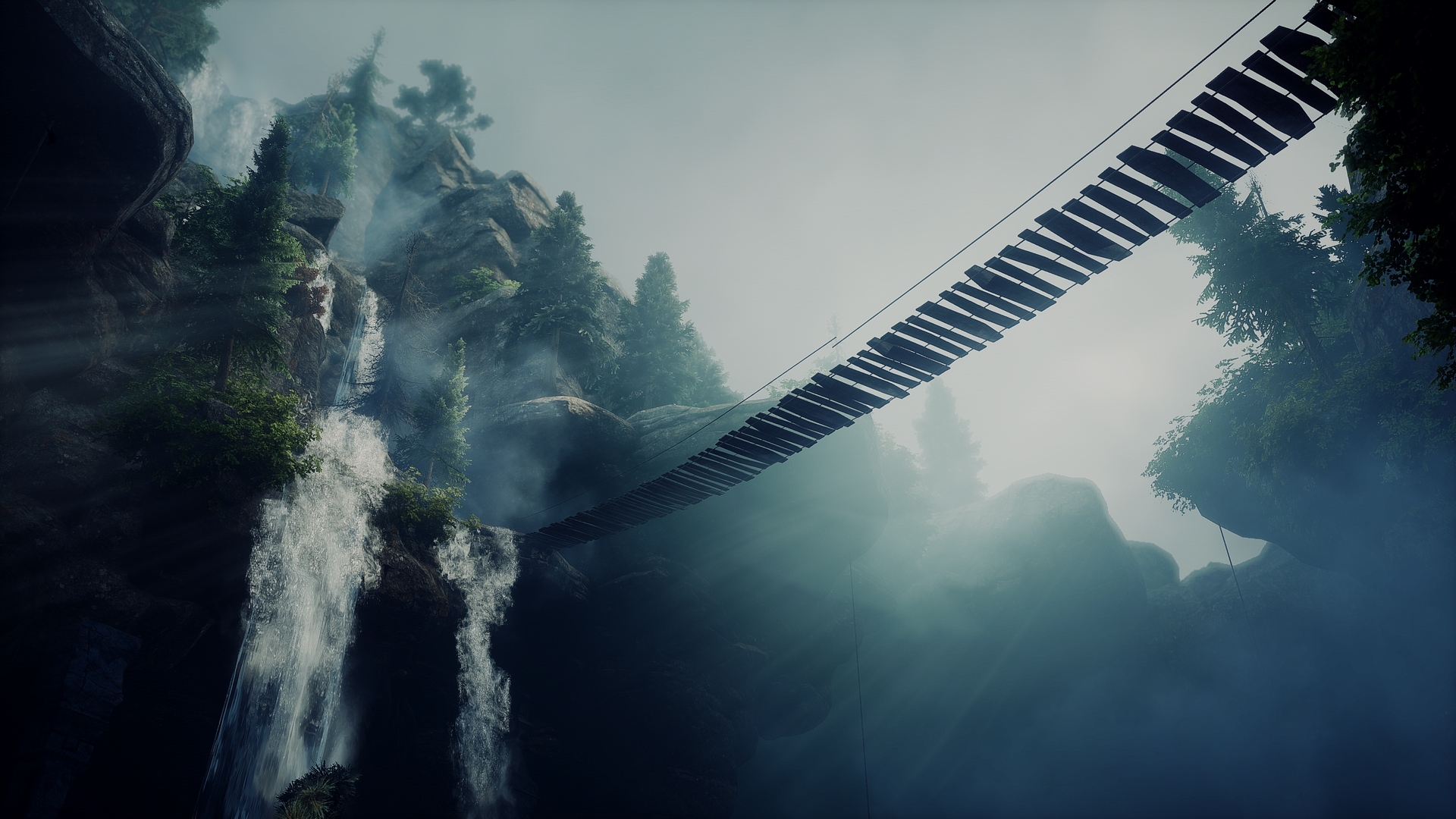 358336 скачать обои водопад, видеоигры, dragon age: инквизиция, веревочный мост, валаммар, эпоха драконов - заставки и картинки бесплатно