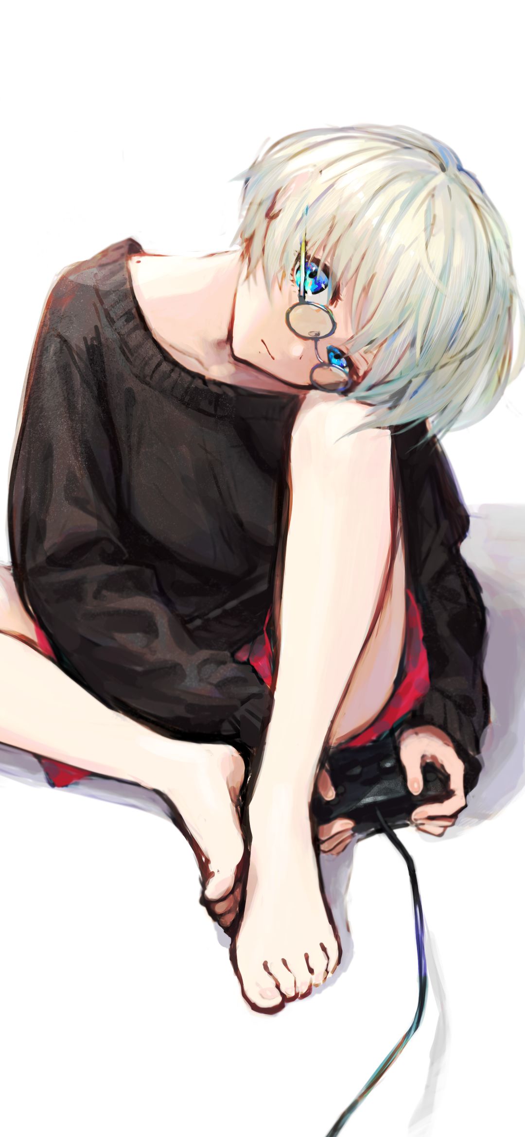 Download mobile wallpaper Anime, Blue Eyes, Original, Feet, Short Hair, White Hair for free.