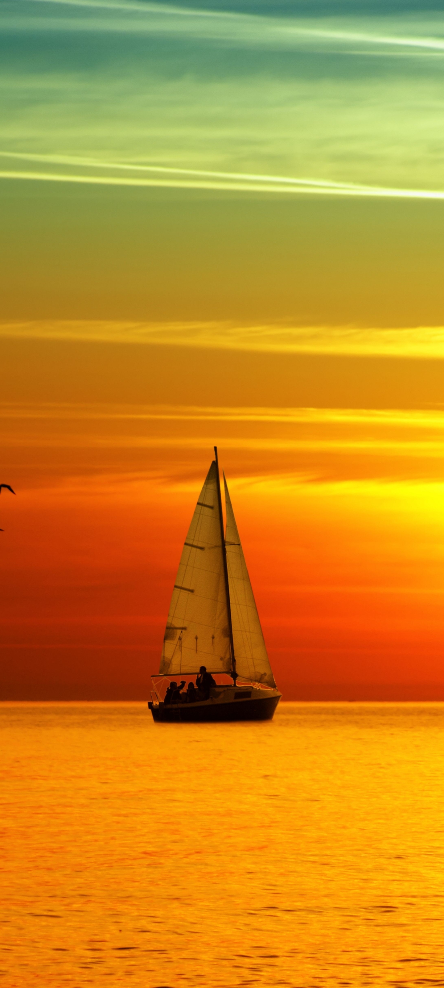 Download mobile wallpaper Sunset, Sea, Boat, Sailboat, Vehicles for free.