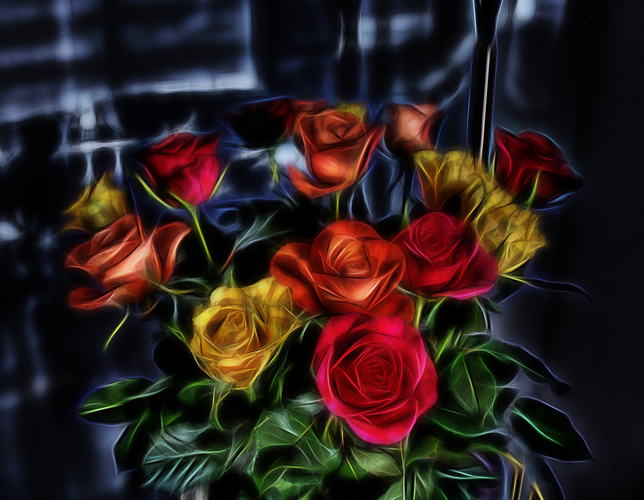 PCデスクトップに花, 薔薇, カラフル, 芸術的, Cg画像を無料でダウンロード