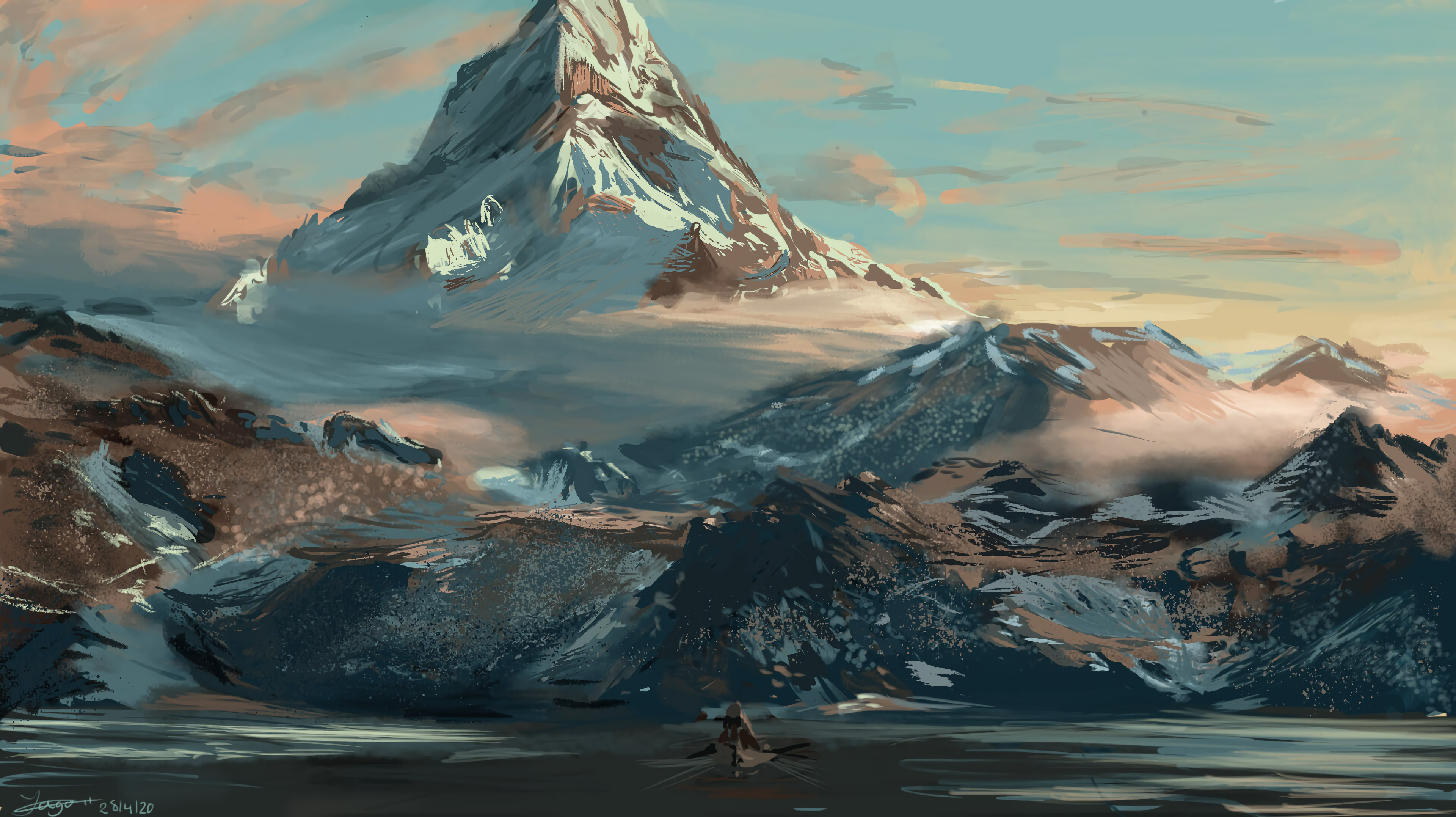 Free download wallpaper Nature, Mountain, Art, Landscape on your PC desktop