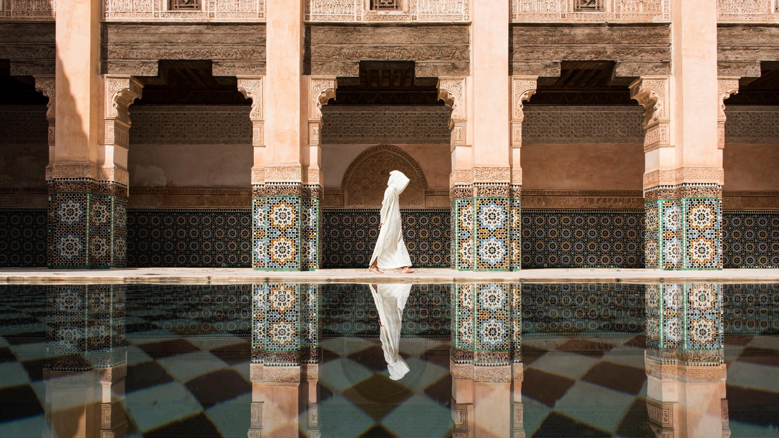Free download wallpaper Architecture, Reflection, Photography, Columns, Mosque on your PC desktop