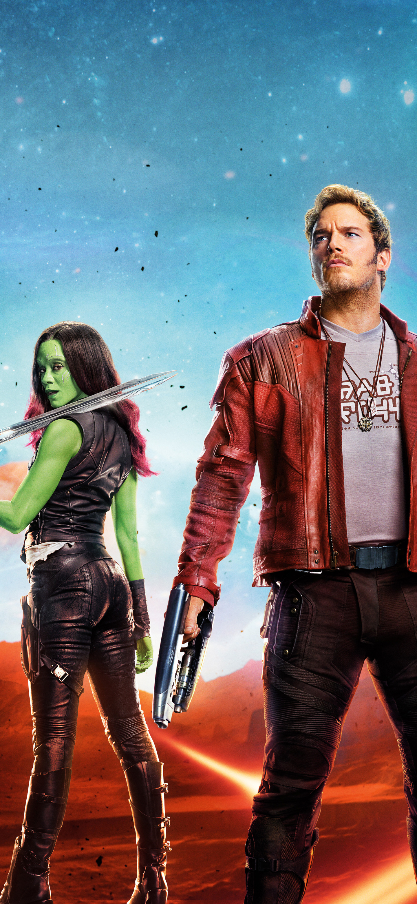 Descarga gratuita de fondo de pantalla para móvil de Películas, Zoe Saldaña, Señor De Las Estrellas, Gamora, Chris Pratt, Los Guardianes De La Galáxia Vol 2.