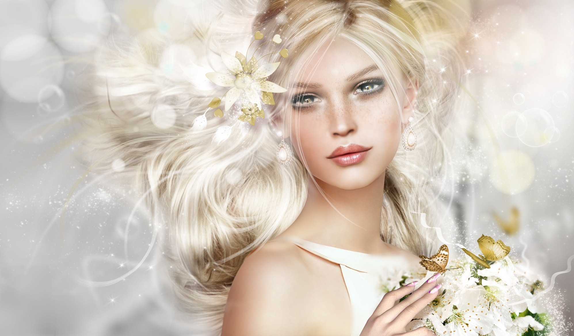 Laden Sie das Schmetterlinge, Fantasie, Frauen, Blondinen-Bild kostenlos auf Ihren PC-Desktop herunter