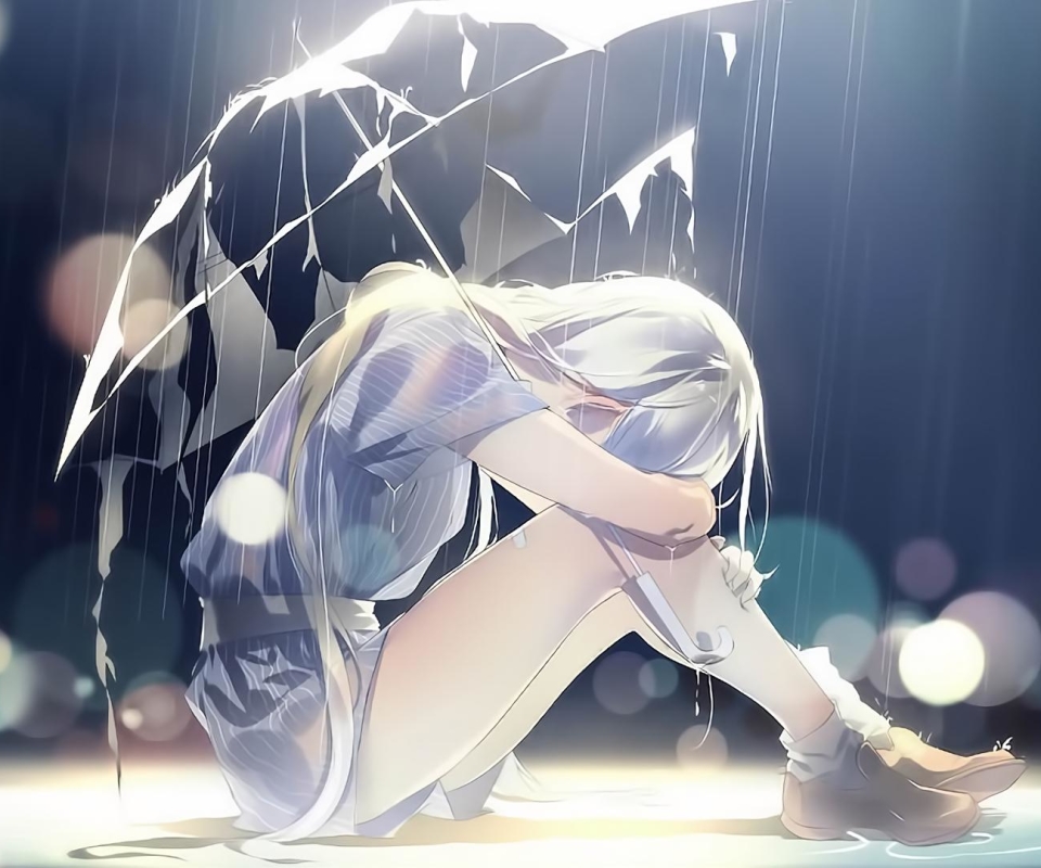 Download mobile wallpaper Anime, Rain, Umbrella, Original for free.