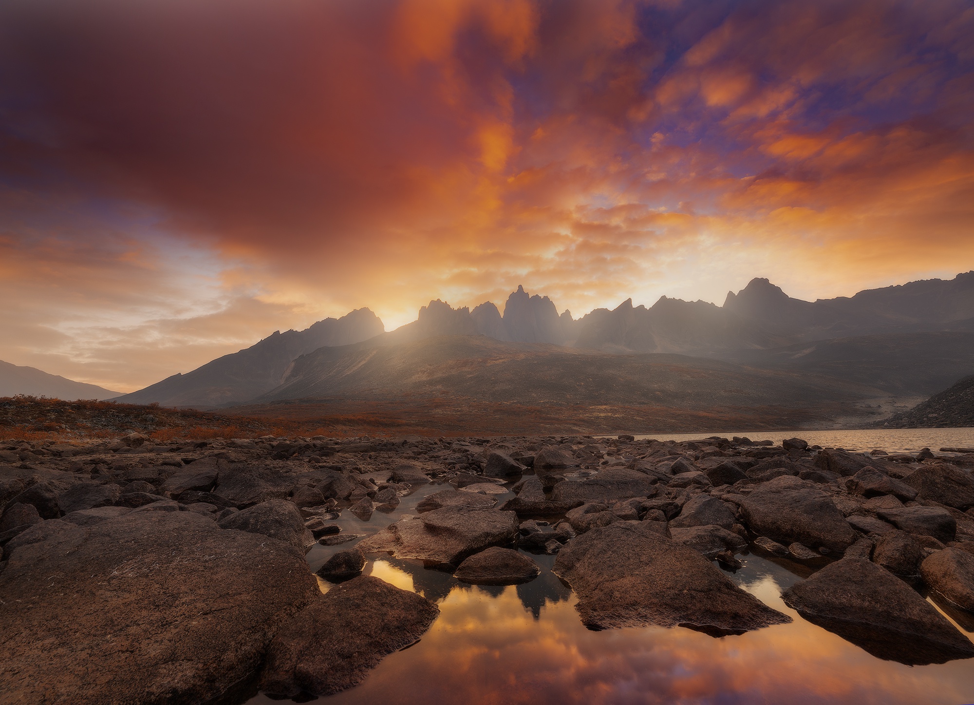 Free download wallpaper Sunset, Mountains, Mountain, Lake, Earth, Stone on your PC desktop