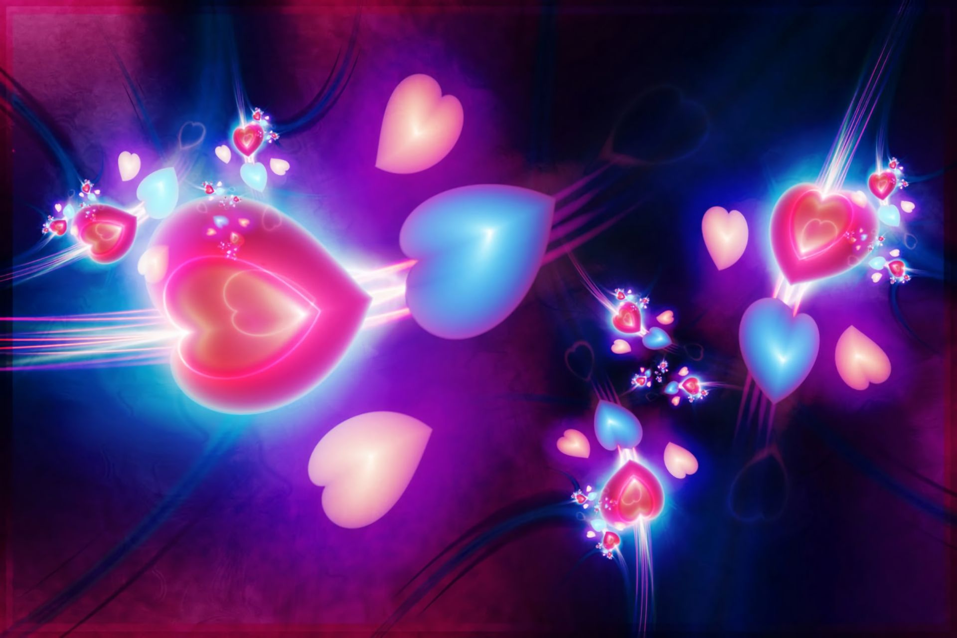 PCデスクトップにピンク, 青い, 芸術的, 愛する, 心臓画像を無料でダウンロード
