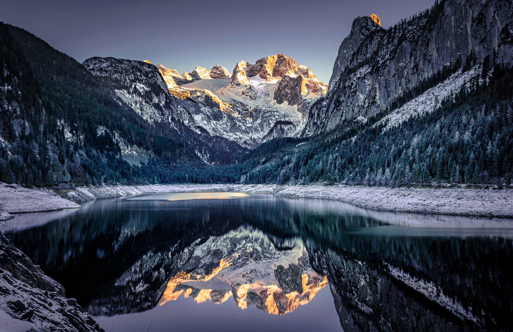 PCデスクトップに冬, 自然, 湖, 山, 反射, 地球画像を無料でダウンロード