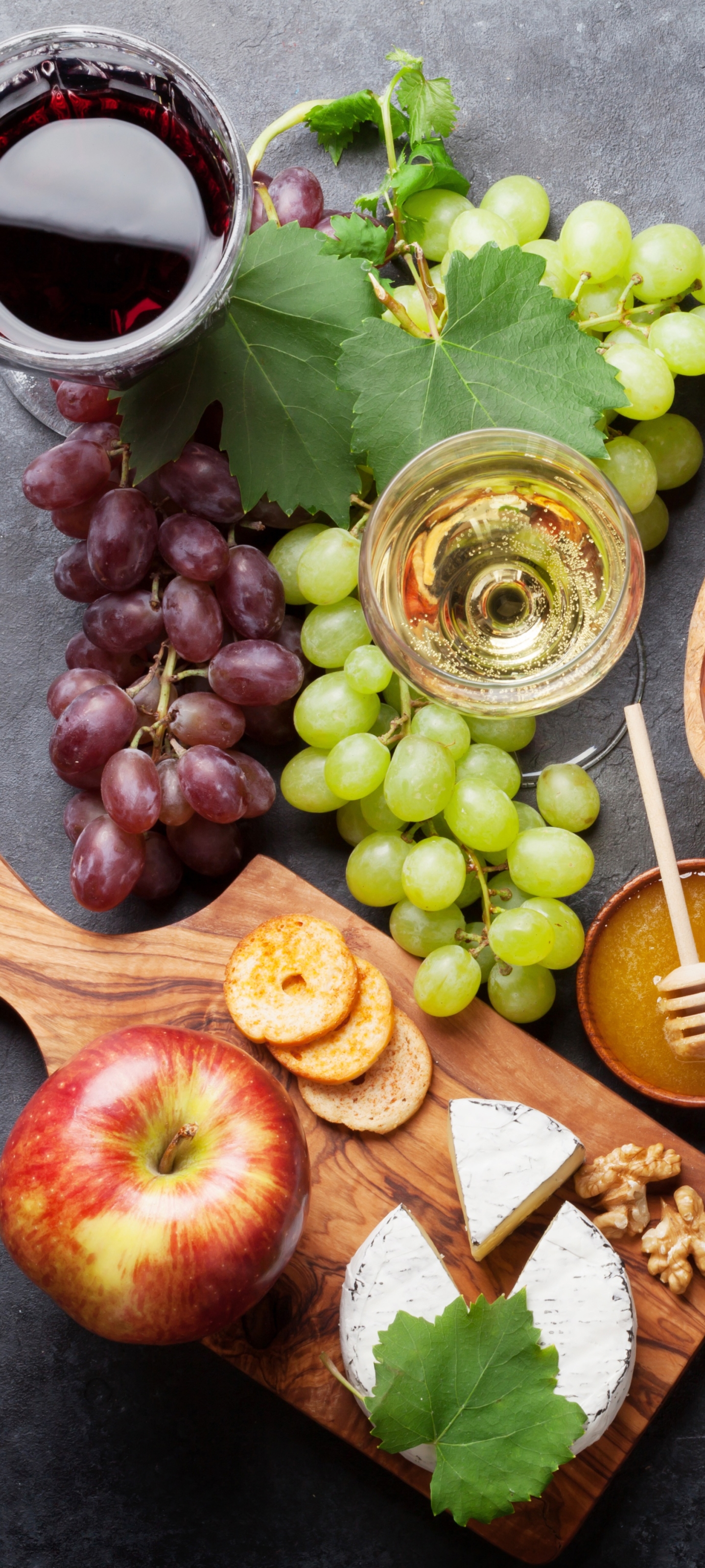 Download mobile wallpaper Food, Apple, Grapes, Still Life for free.