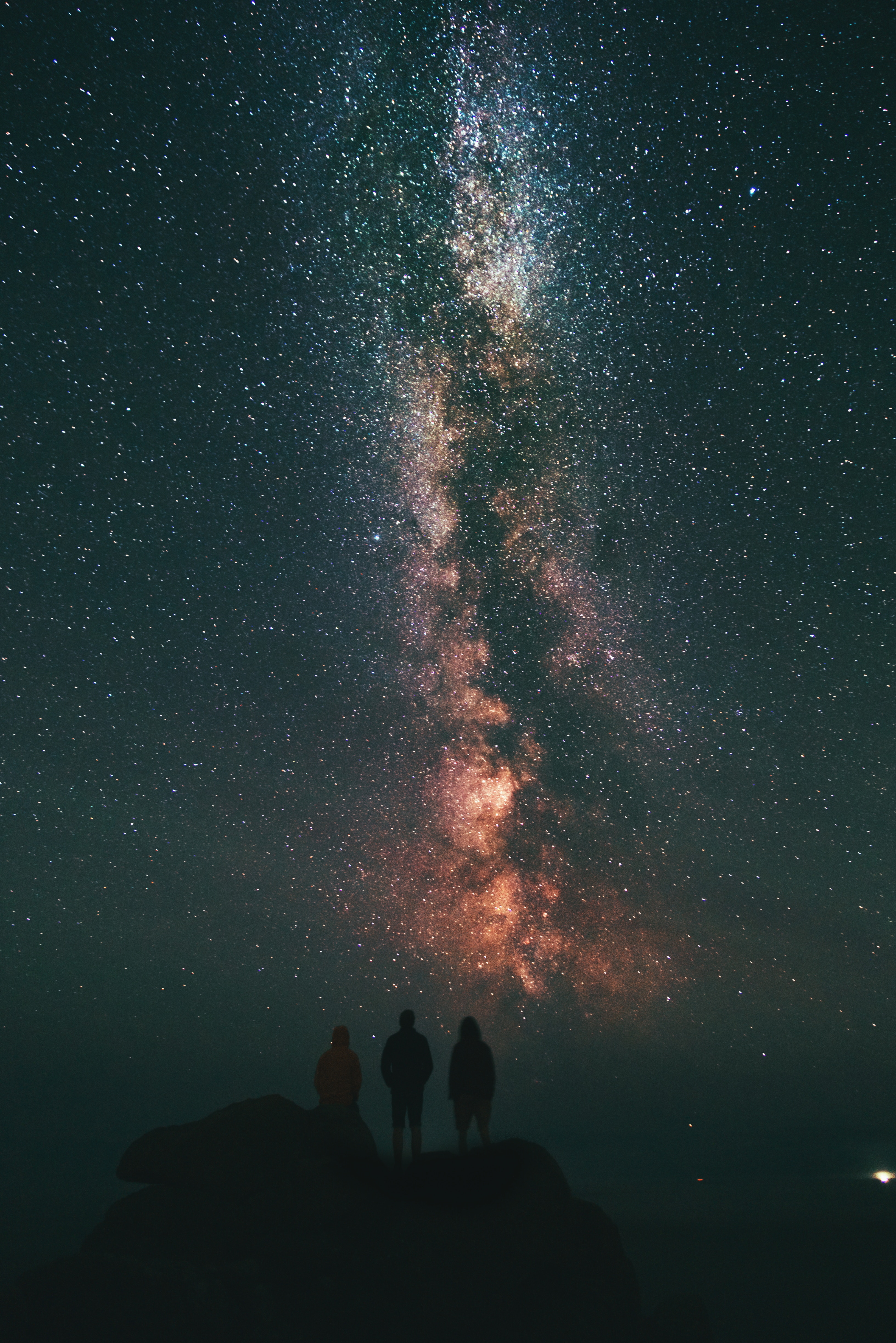 milky way, starry sky, night, universe, sky, people wallpapers for tablet