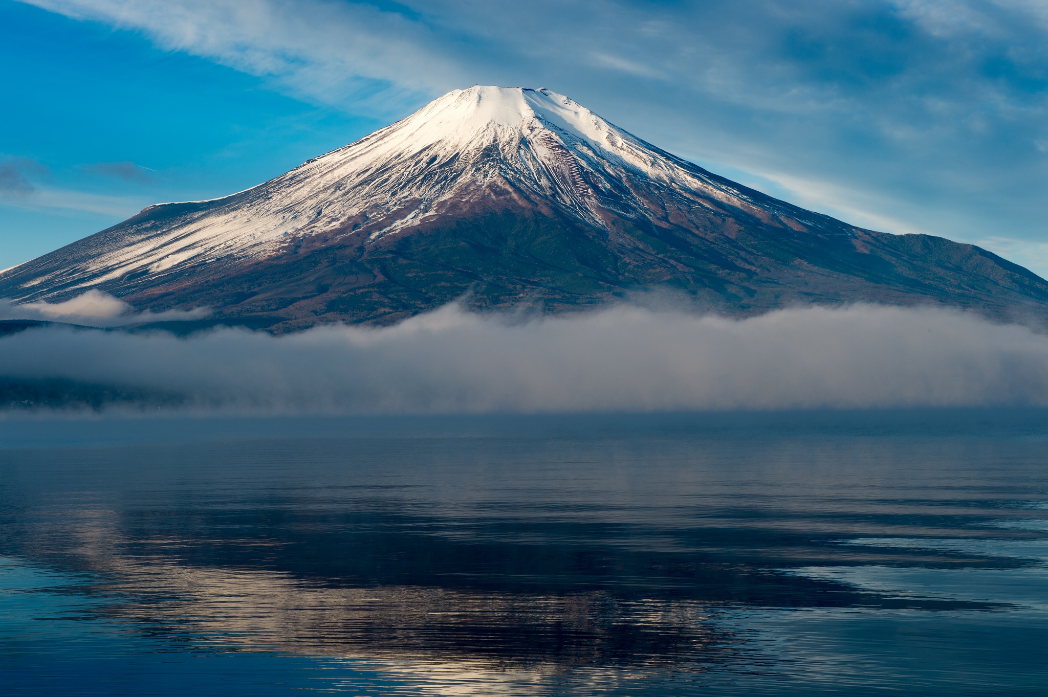 Free download wallpaper Nature, Mountain, Reflection, Fog, Earth, Volcano, Volcanoes on your PC desktop