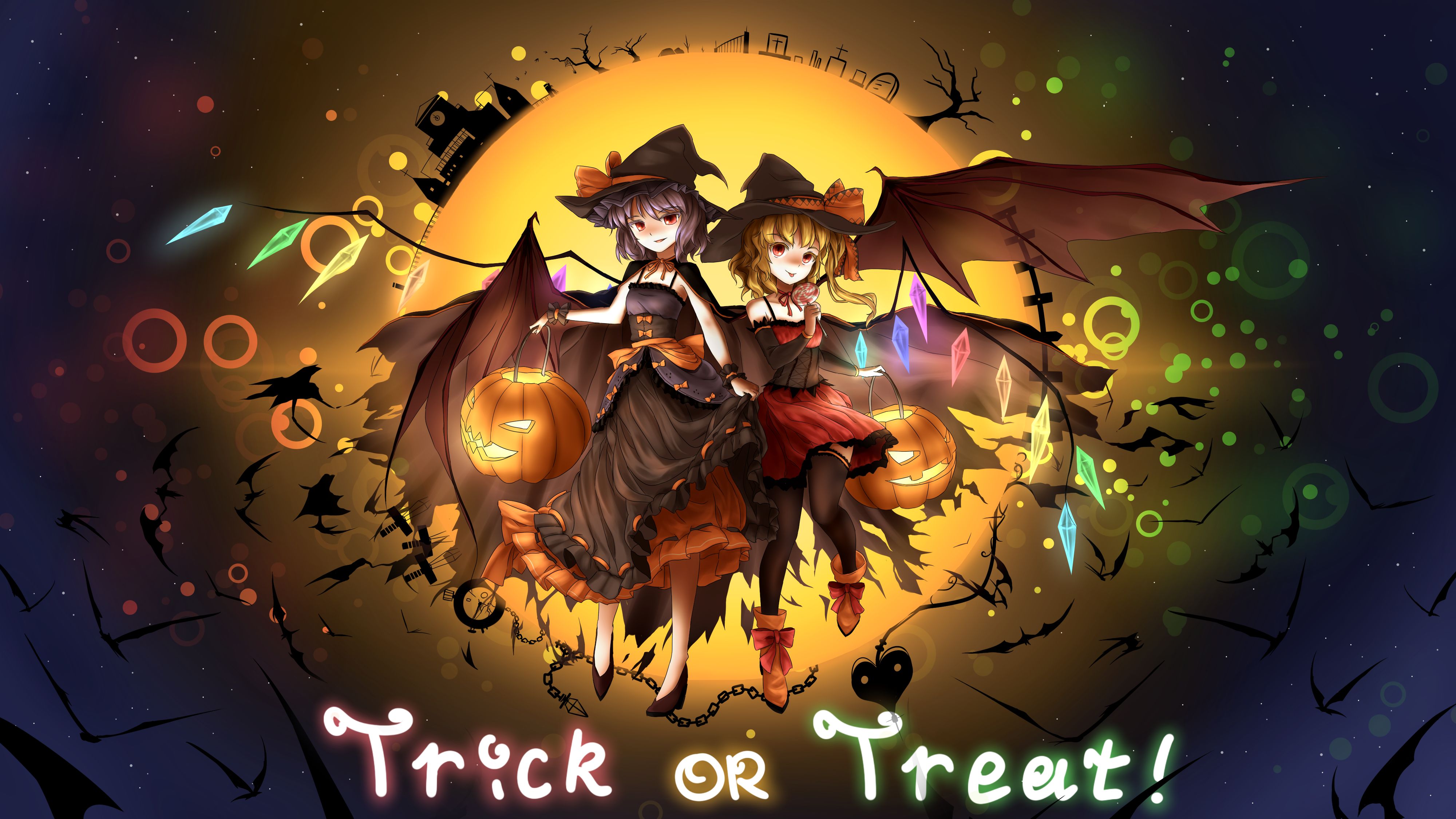 Download mobile wallpaper Anime, Halloween, Remilia Scarlet, Flandre Scarlet, Touhou for free.
