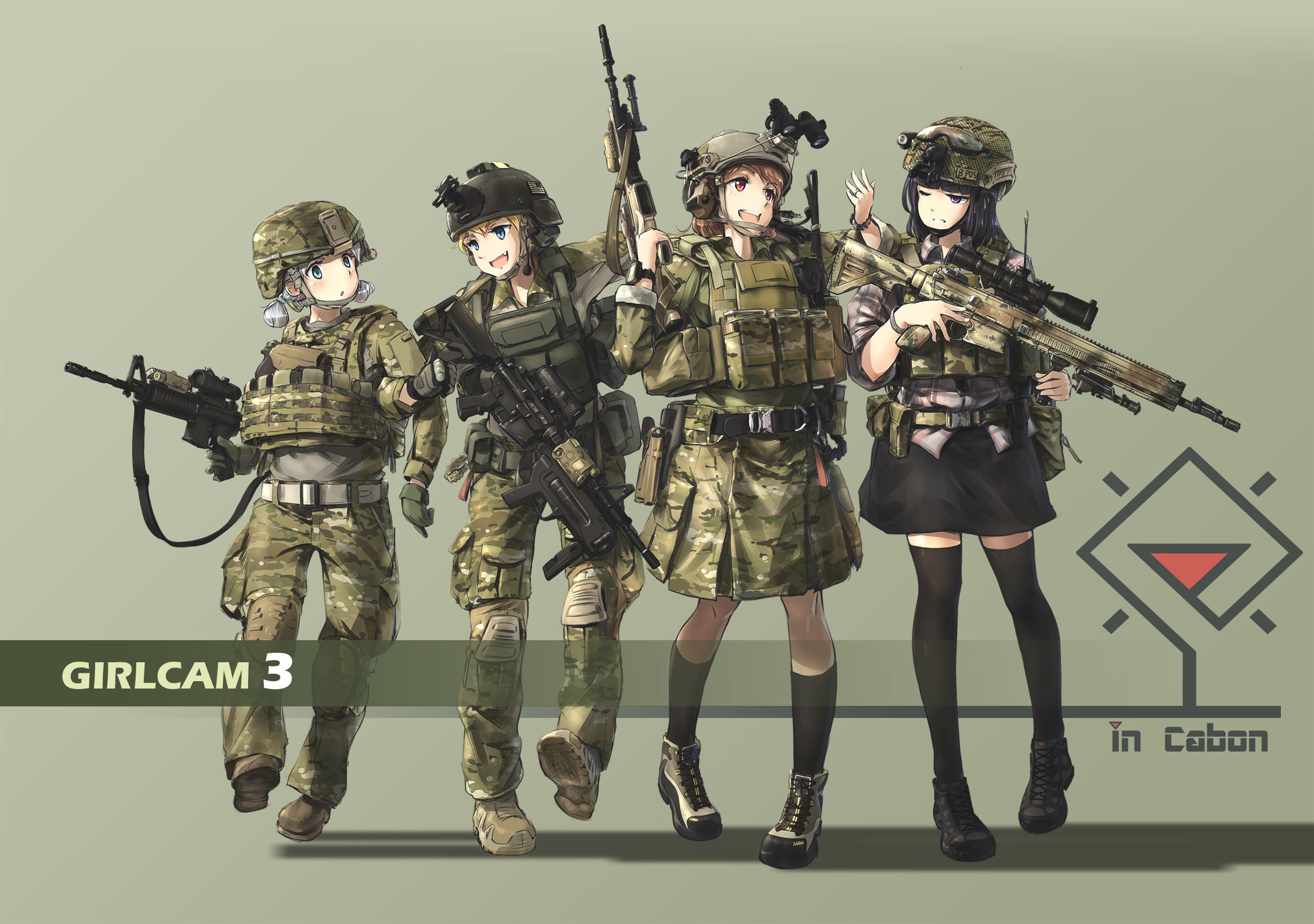 anime, military, m4 carbine