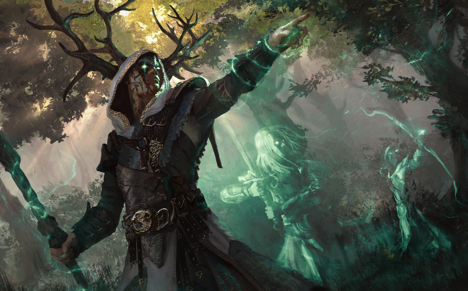 Download mobile wallpaper Fantasy, Forest, Warrior, Spirit, Wizard for free.