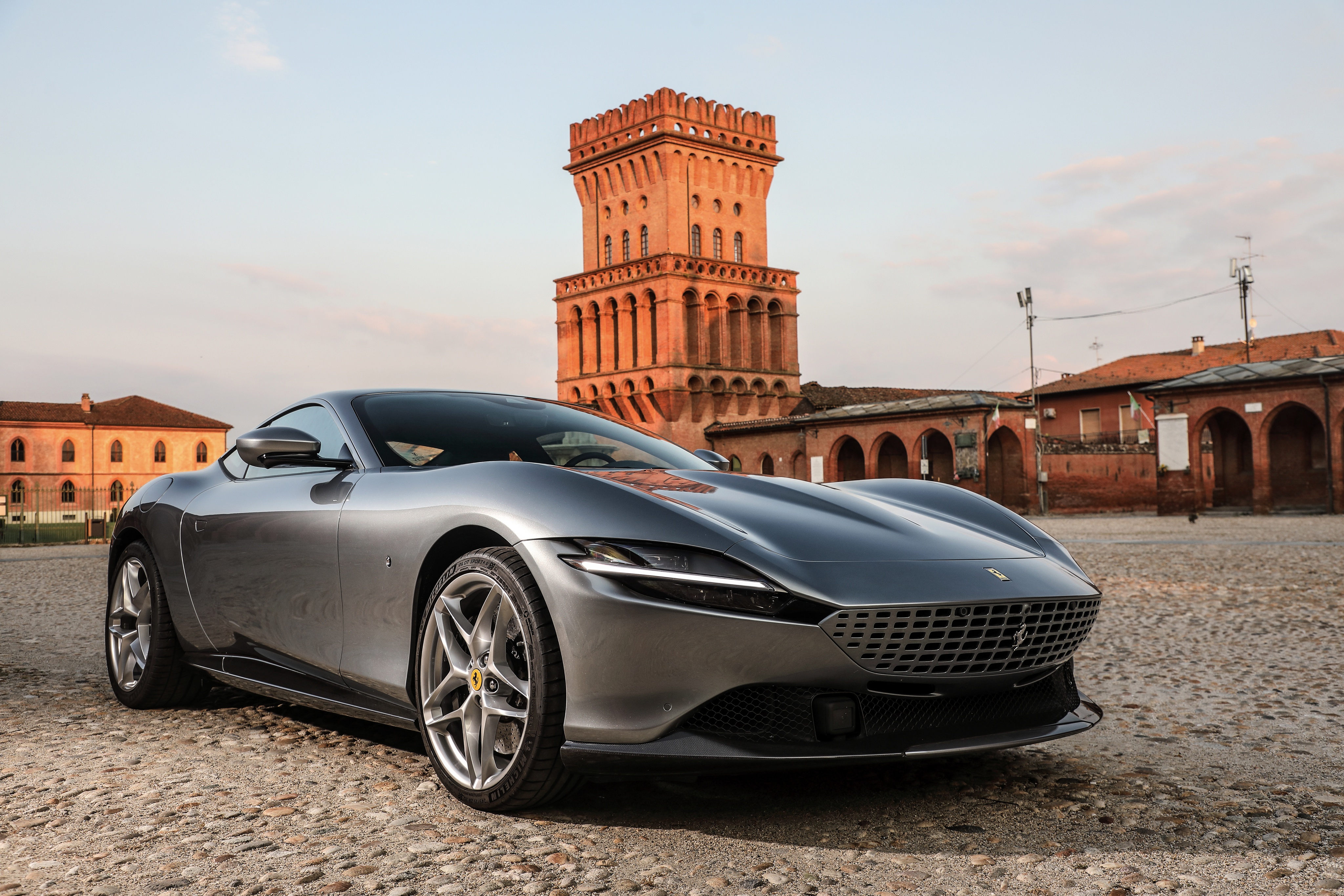 Download mobile wallpaper Ferrari, Car, Supercar, Vehicles, Silver Car, Ferrari Roma for free.