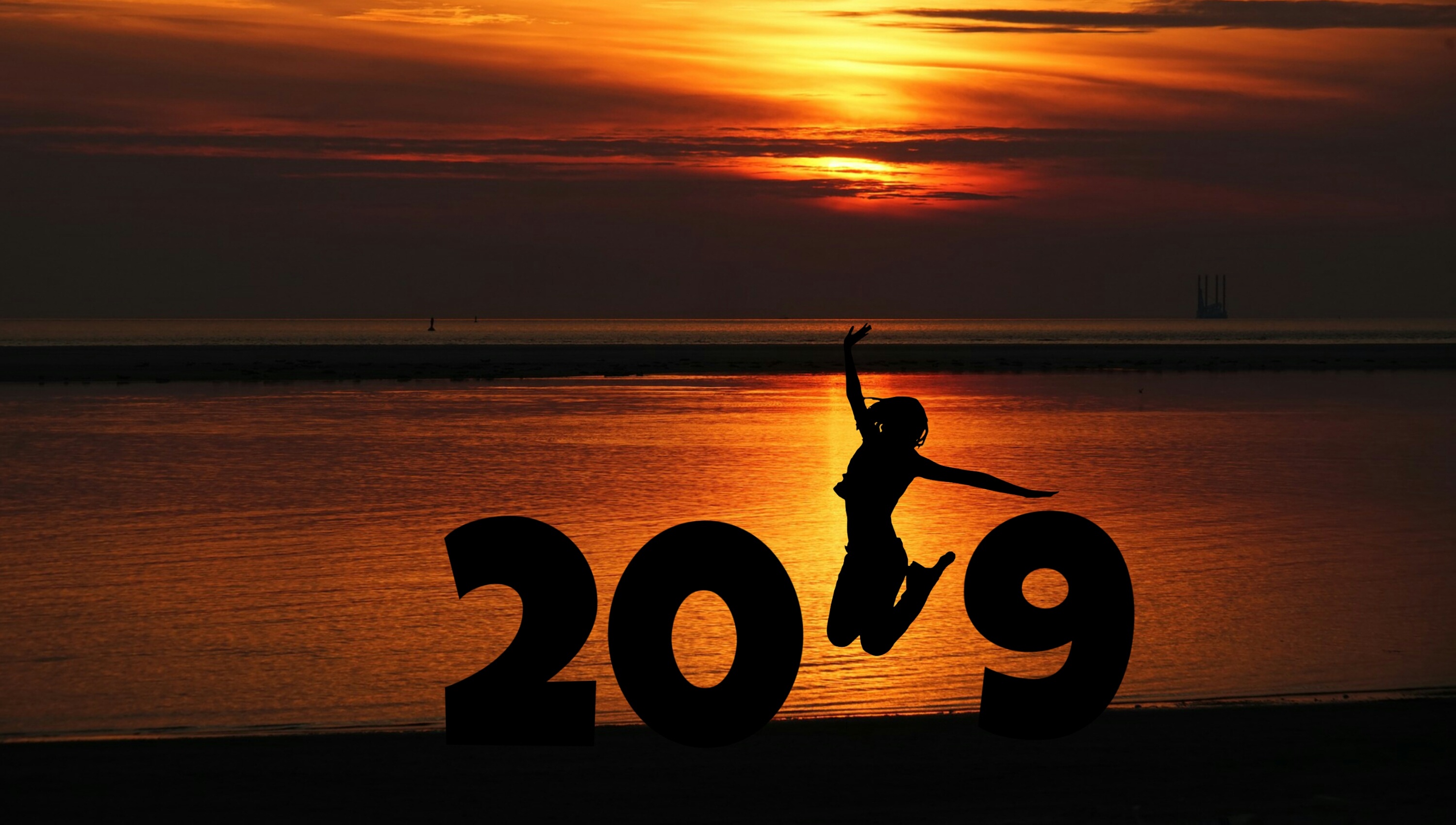 Téléchargez gratuitement l'image Eau, Coucher De Soleil, Mer, Vacances, Nouvel An 2019 sur le bureau de votre PC