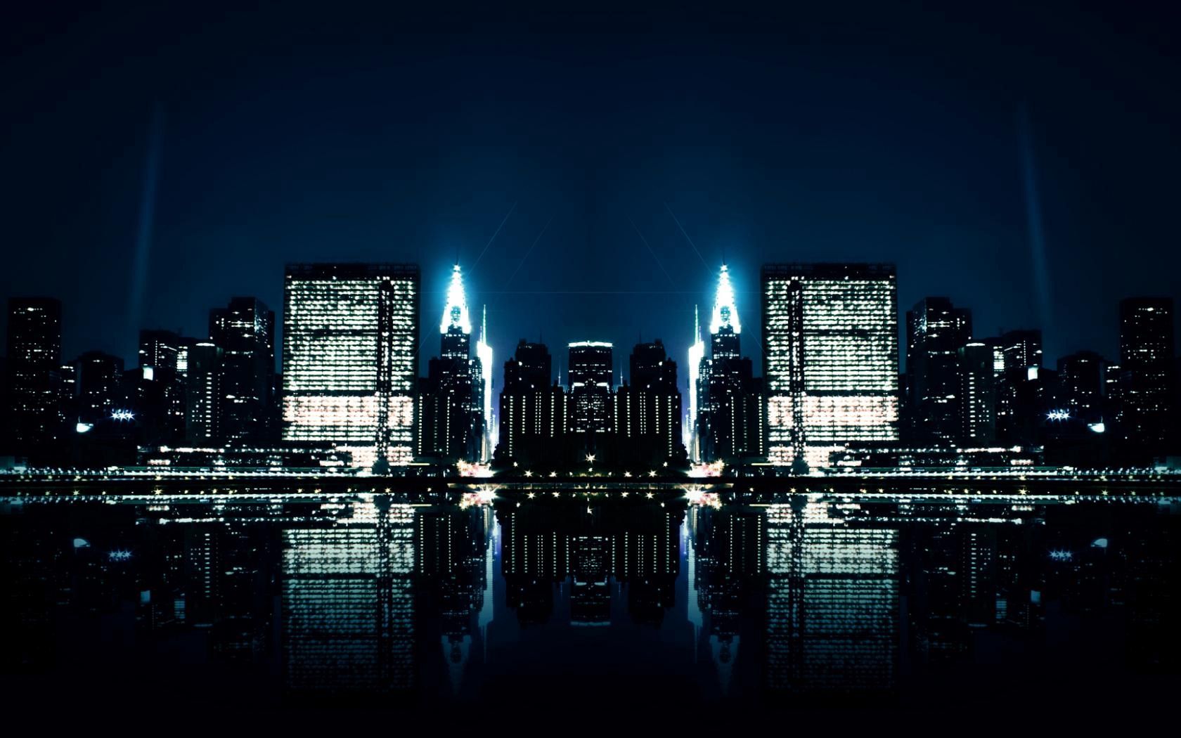 Free download wallpaper Cities, Water, Shine, Light, Sky, Night, City on your PC desktop