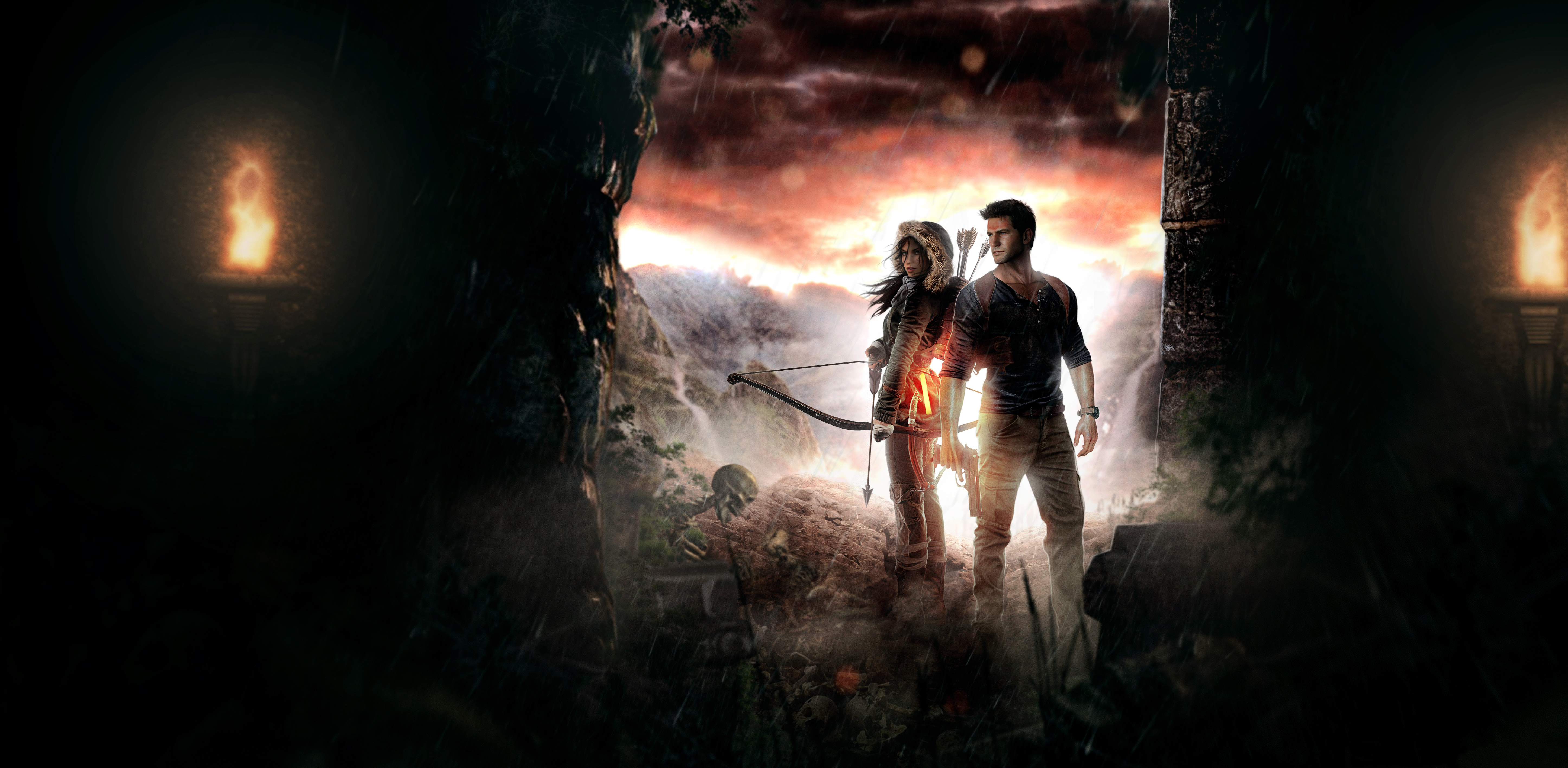 Download mobile wallpaper Uncharted, Tomb Raider, Crossover, Video Game, Lara Croft for free.