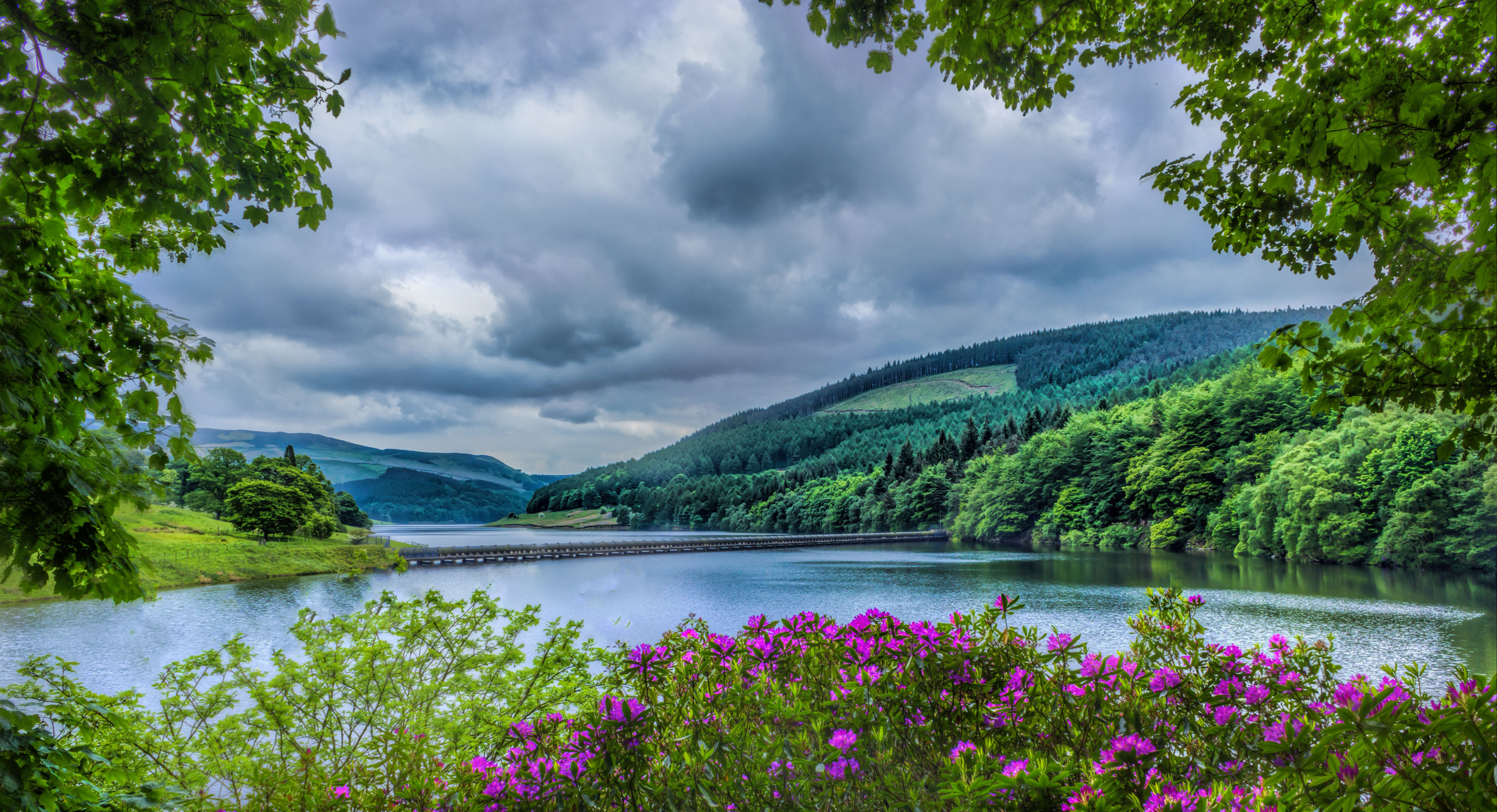 Laden Sie das Seen, See, Küste, Wald, Gebirge, Frühling, England, Erde/natur-Bild kostenlos auf Ihren PC-Desktop herunter