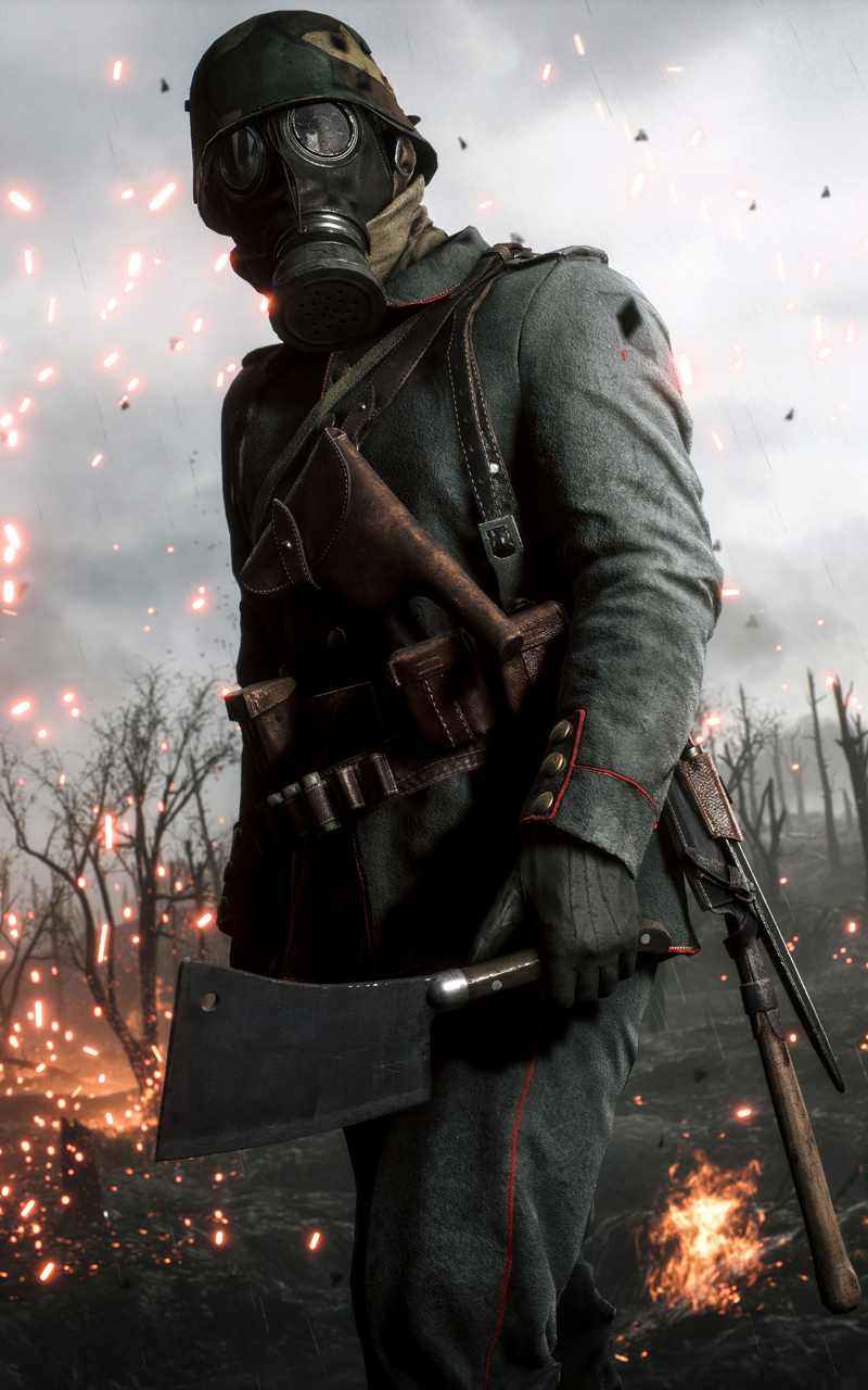 Descarga gratuita de fondo de pantalla para móvil de Campo De Batalla, Máscara Antigás, Soldado, Máscara De Gas, Videojuego, Battlefield 1.