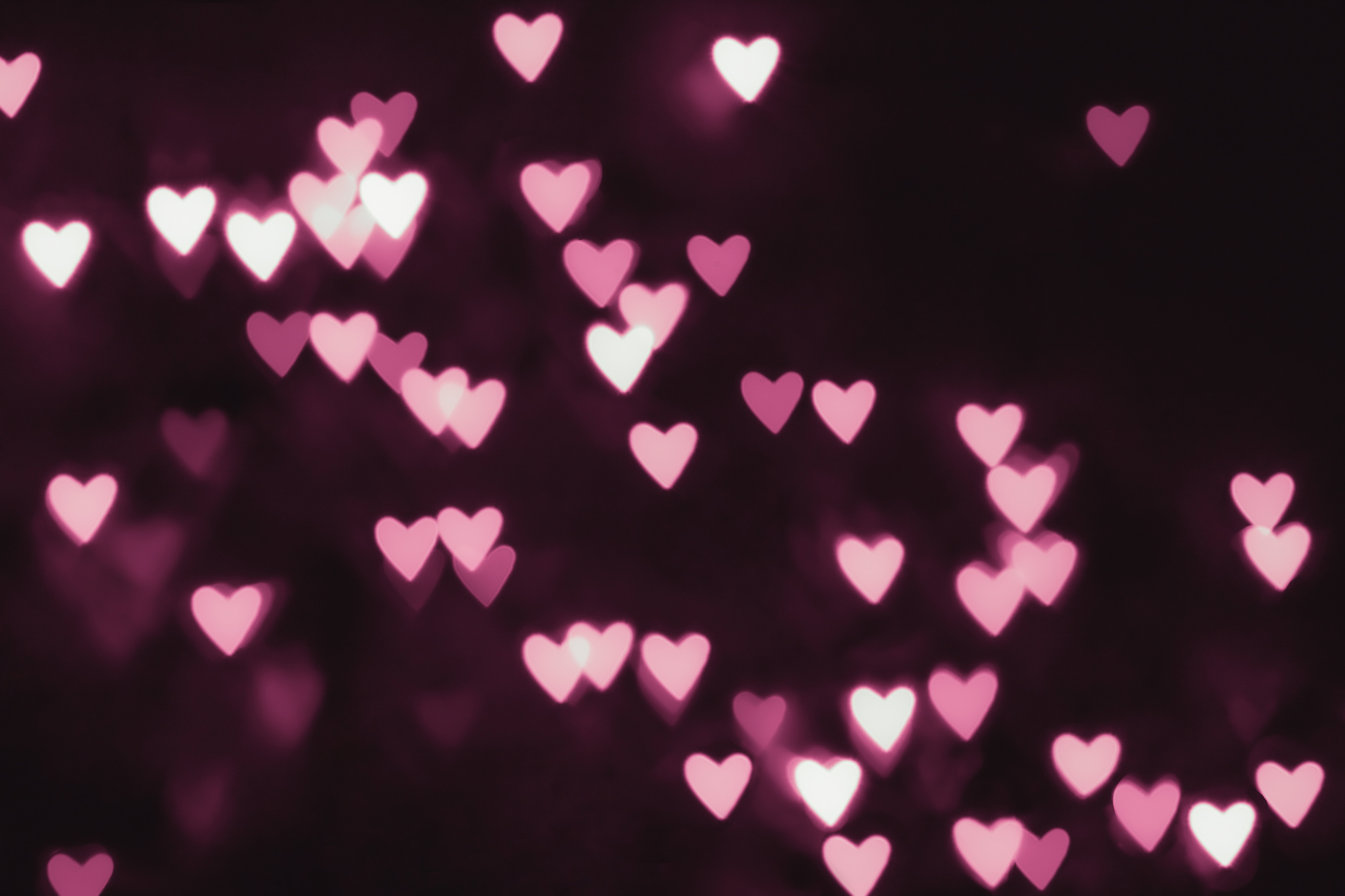 hearts, abstract, shine, light, neon Desktop Wallpaper