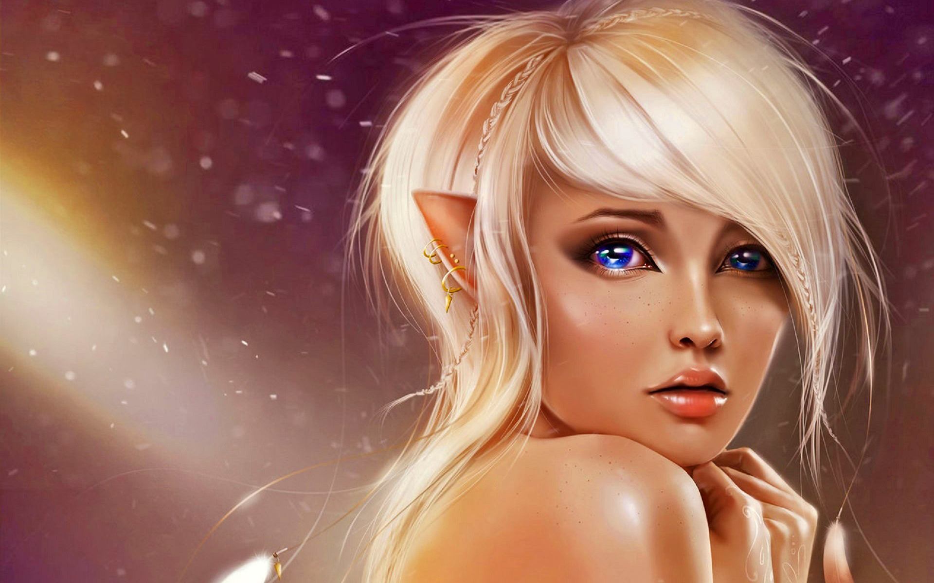 Free download wallpaper Fantasy, Sad, Blonde, Elf, Blue Eyes, Short Hair on your PC desktop