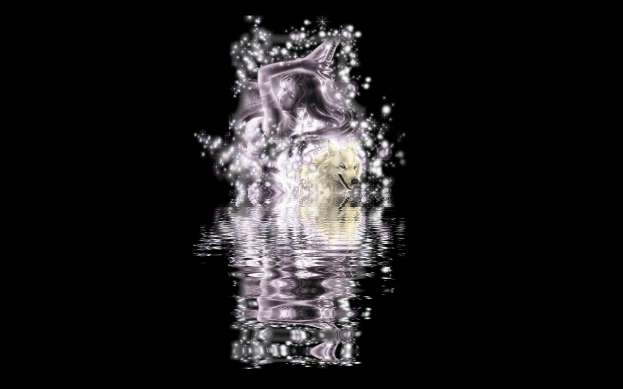 Download mobile wallpaper Water, Fantasy, Wolf, Artistic for free.