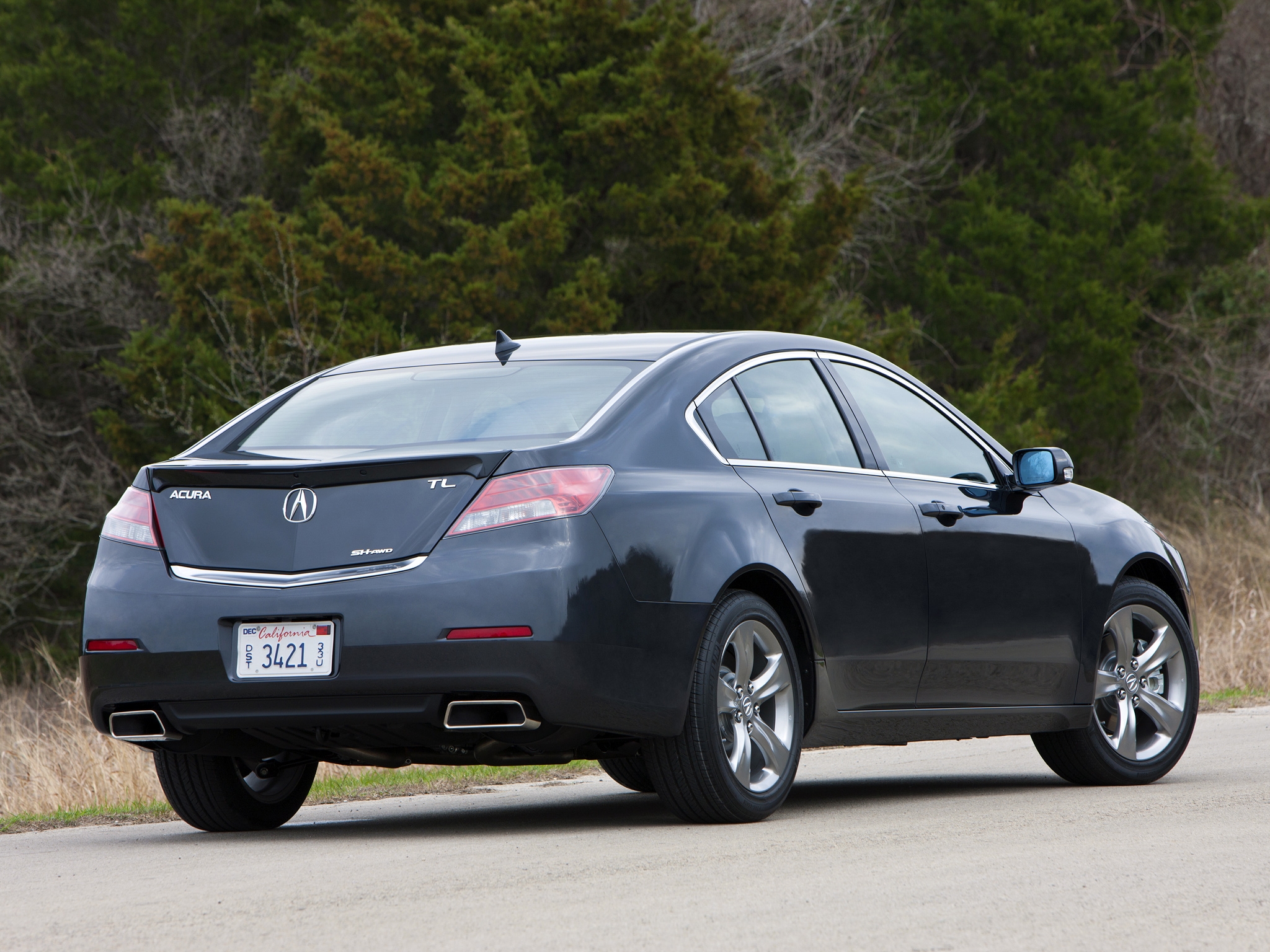 Full HD auto, nature, trees, acura, cars, blue, back view, rear view, style, akura, tl, 2011