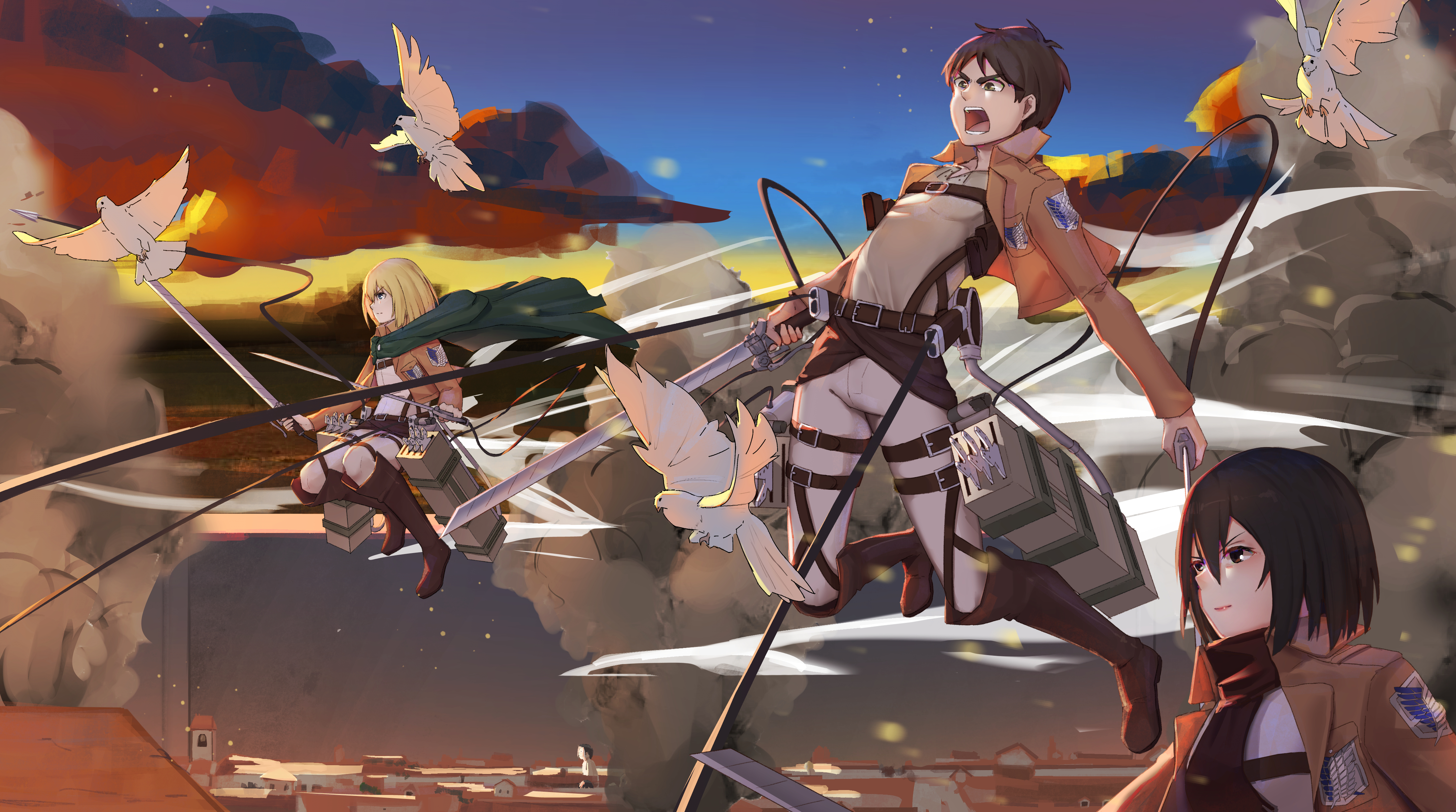 Free download wallpaper Anime, Armin Arlert, Eren Yeager, Mikasa Ackerman, Attack On Titan on your PC desktop