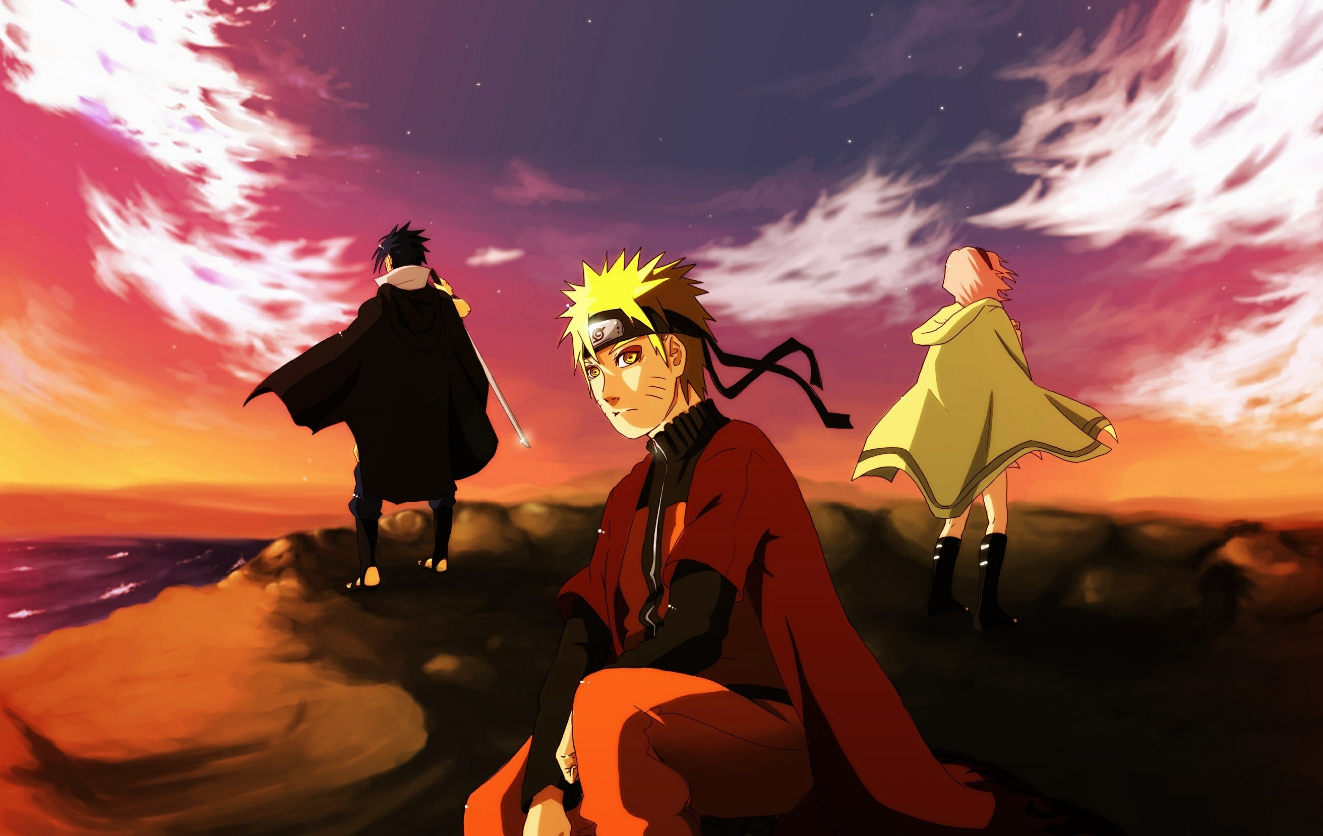 Descarga gratuita de fondo de pantalla para móvil de Naruto, Animado, Cabello Rosado, Pelo Negro, Sasuke Uchiha, Sakura Haruno, Rubia, Naruto Uzumaki.