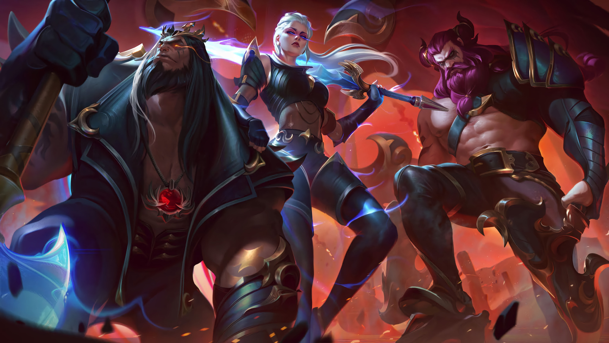 video game, league of legends, kayle (league of legends), olaf (league of legends), pentakill (league of legends), yorick (league of legends)