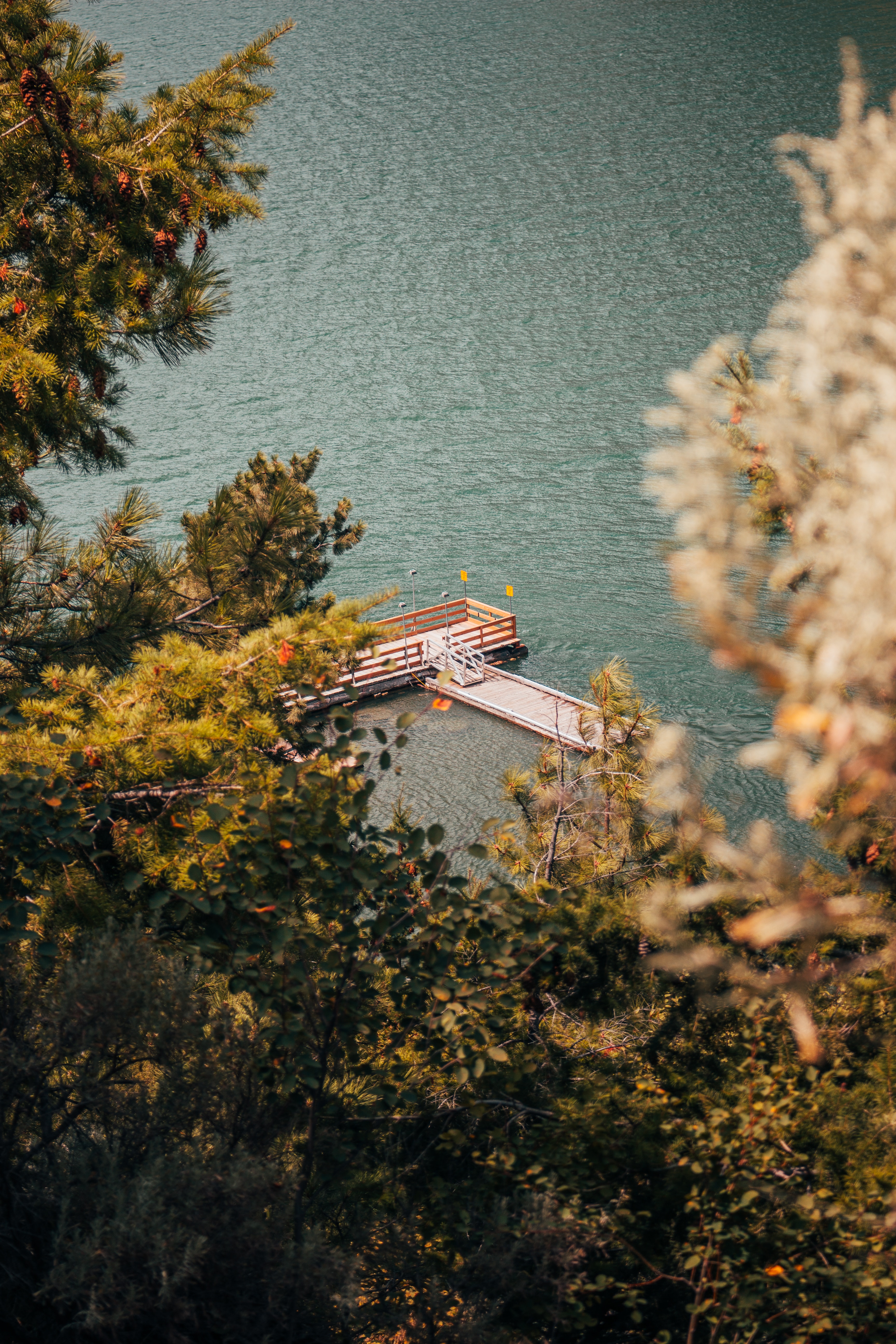 Download mobile wallpaper Trees, Nature, Rivers, View From Above, Lake, Pier for free.